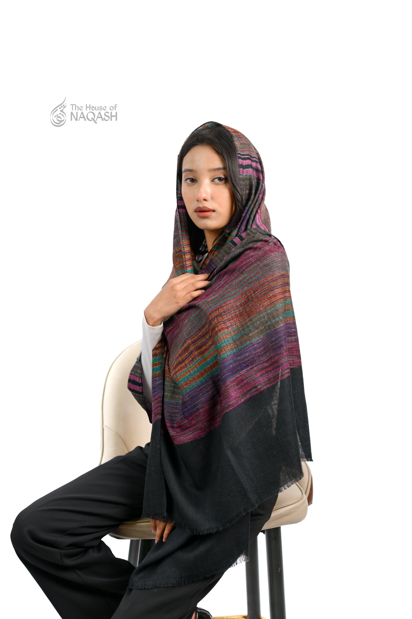 Posh Black Elegant Striped Wrap