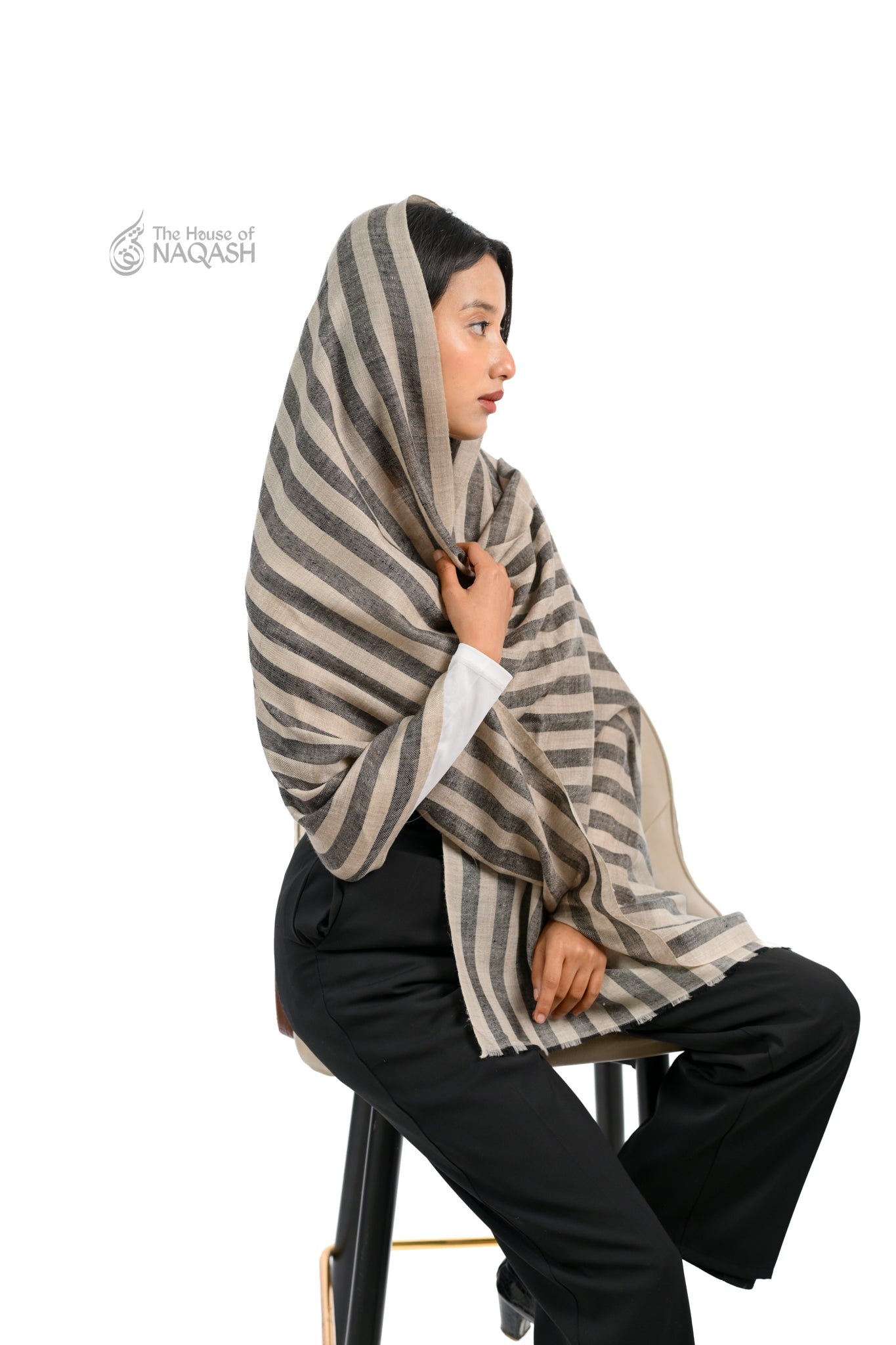 Mocha and Charcoal Striped Wrap