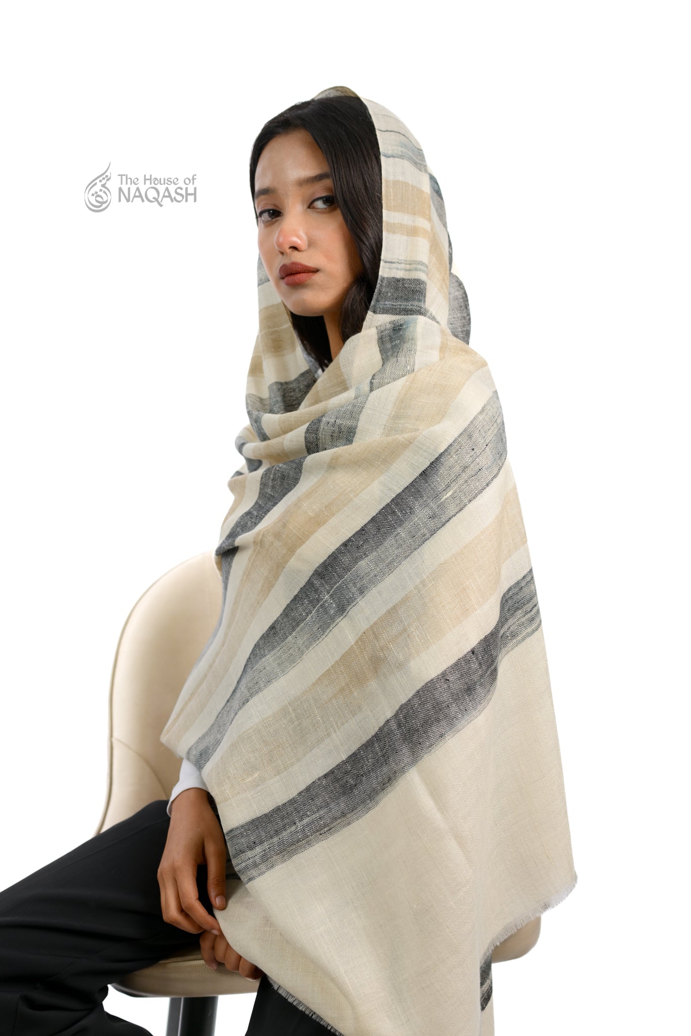 Ashen Cream and Grey Wrap