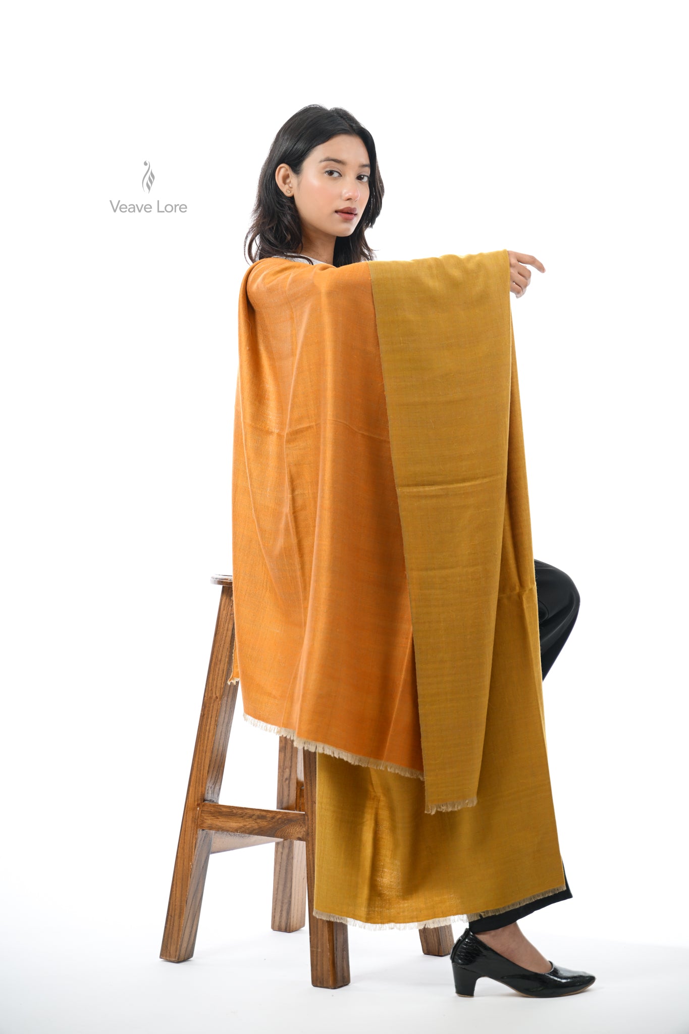 Saffron Aatish Pashmina Shawl