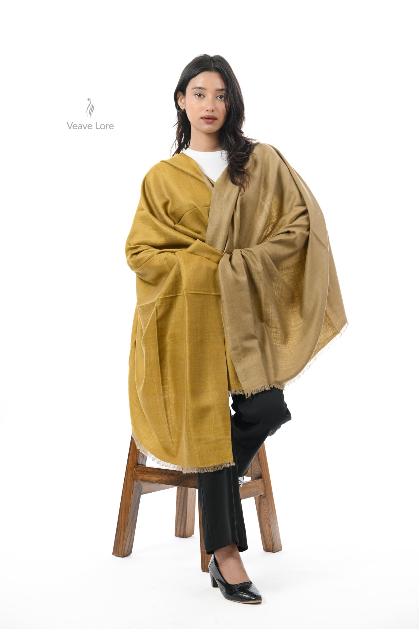 Zaitoon Gold Pashmina Shawl
