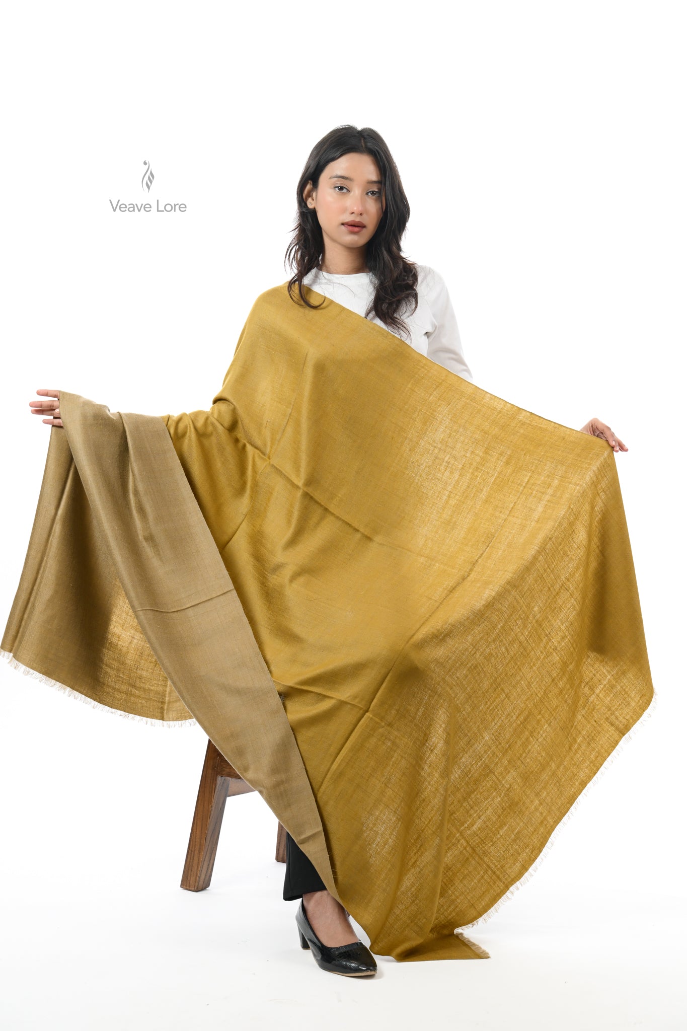 Zaitoon Gold Pashmina Shawl