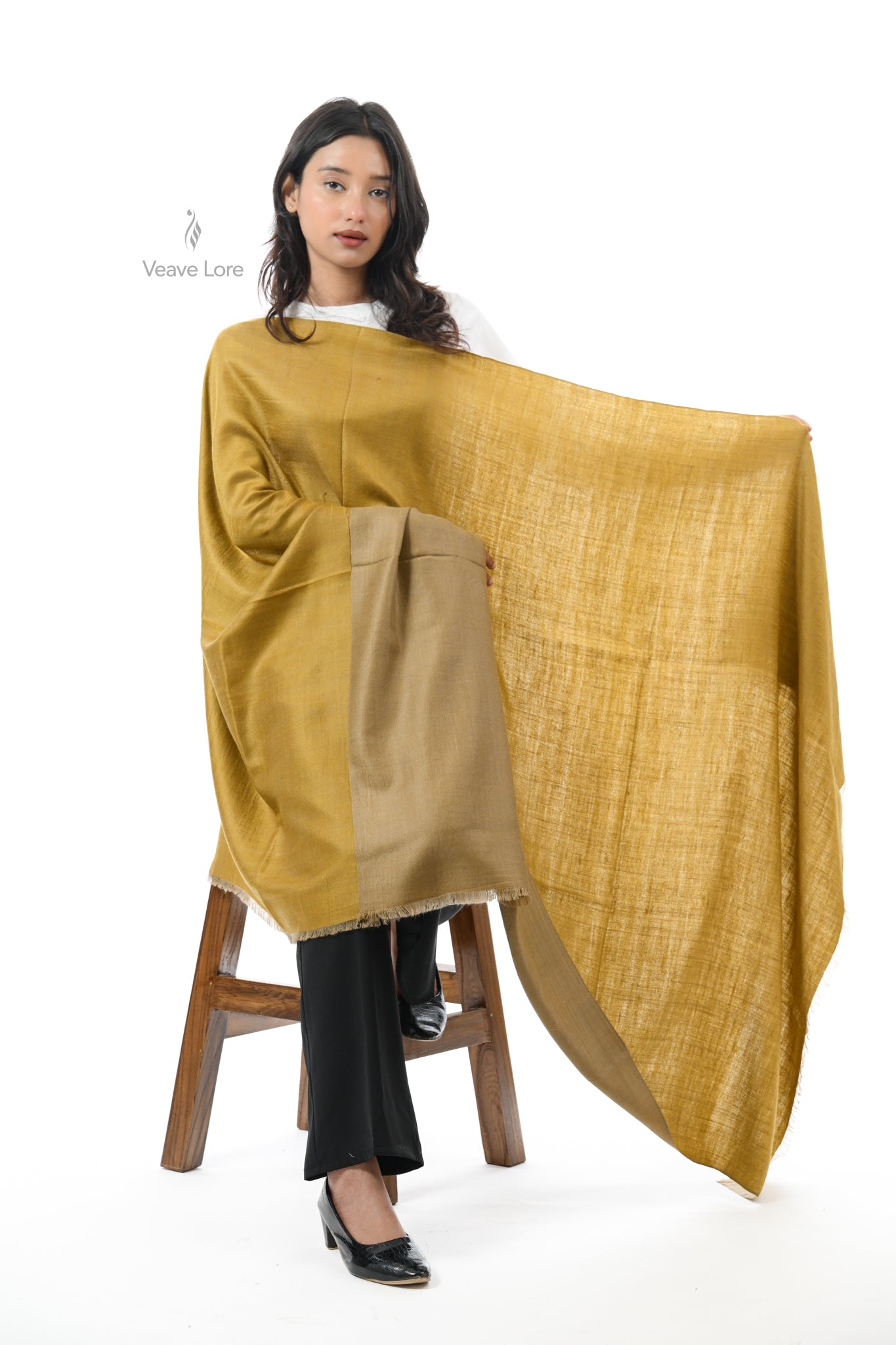 Zaitoon Gold Pashmina Shawl