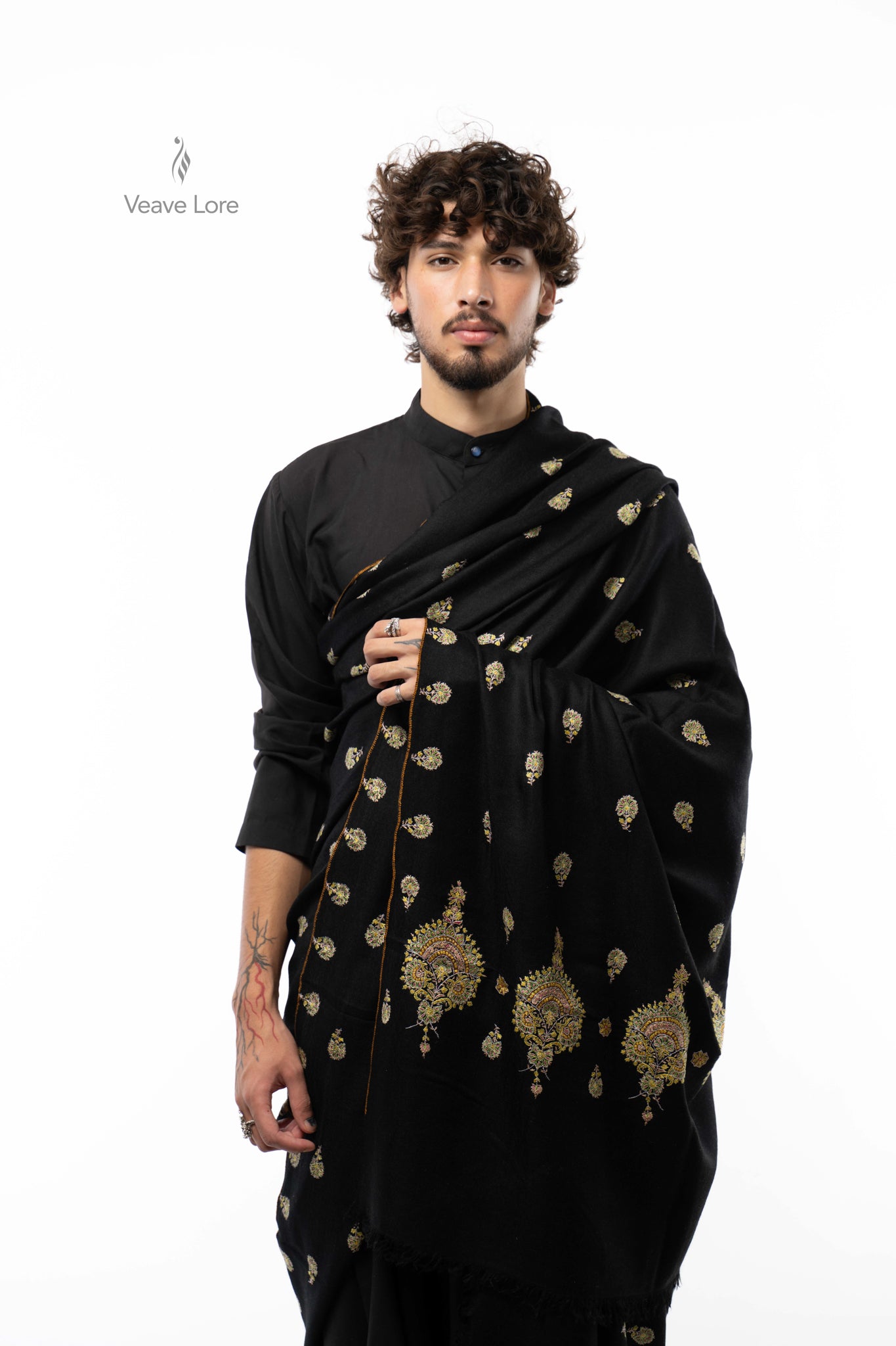 Ebony Motif Pashmina Shawl