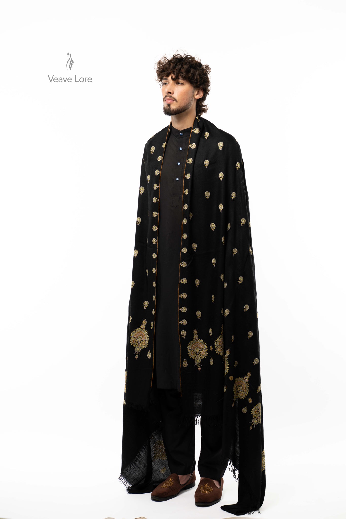 Ebony Motif Pashmina Shawl