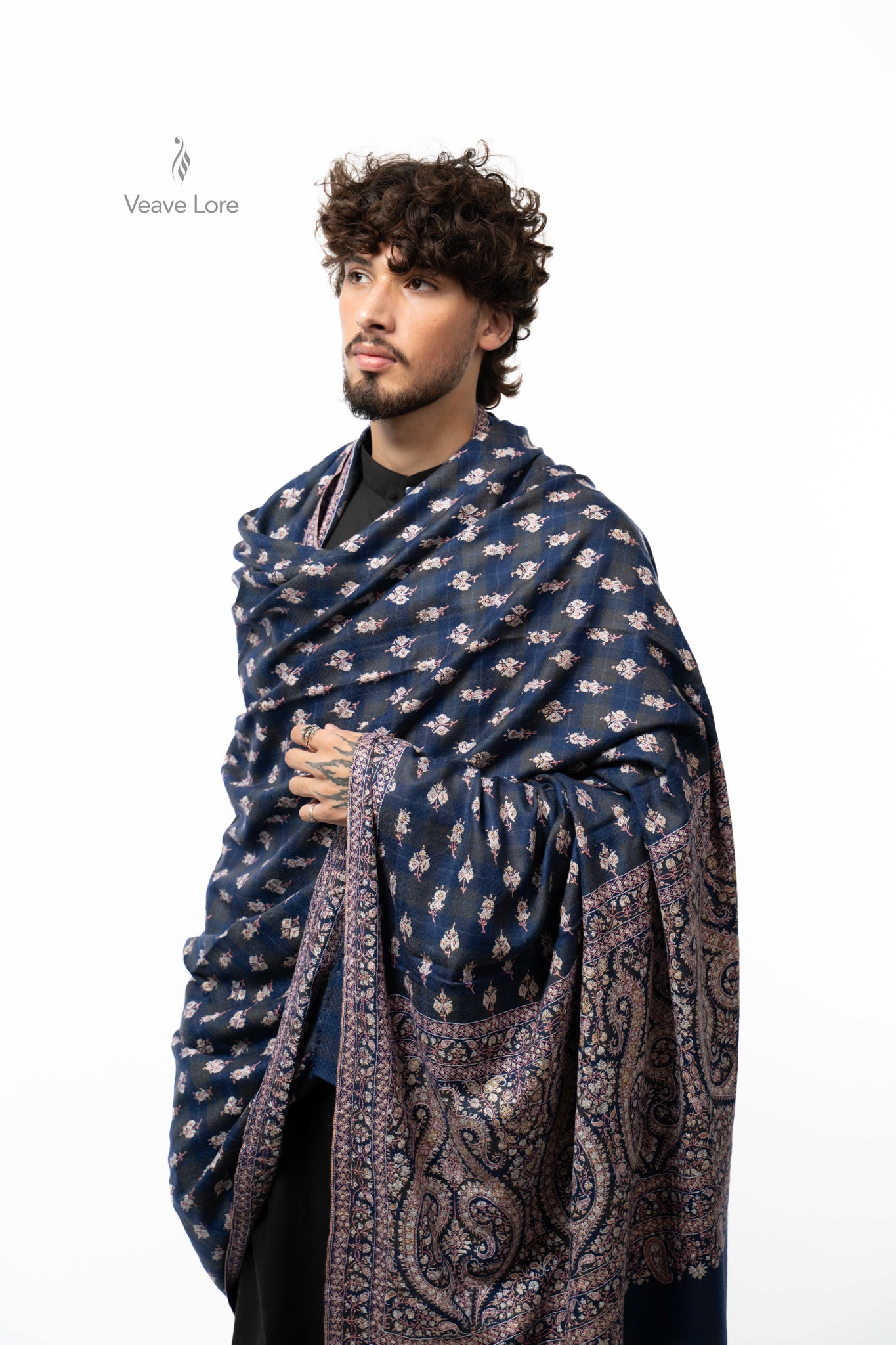 Indigo Boteh Pashmina Shawl