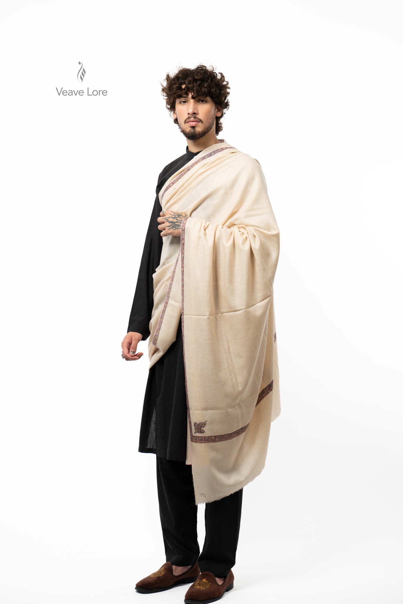 Ivory Mosaic Pashmina Shawl