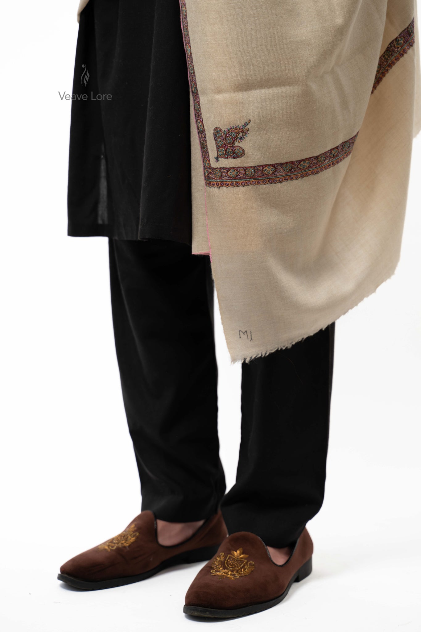 Ivory Mosaic Pashmina Shawl