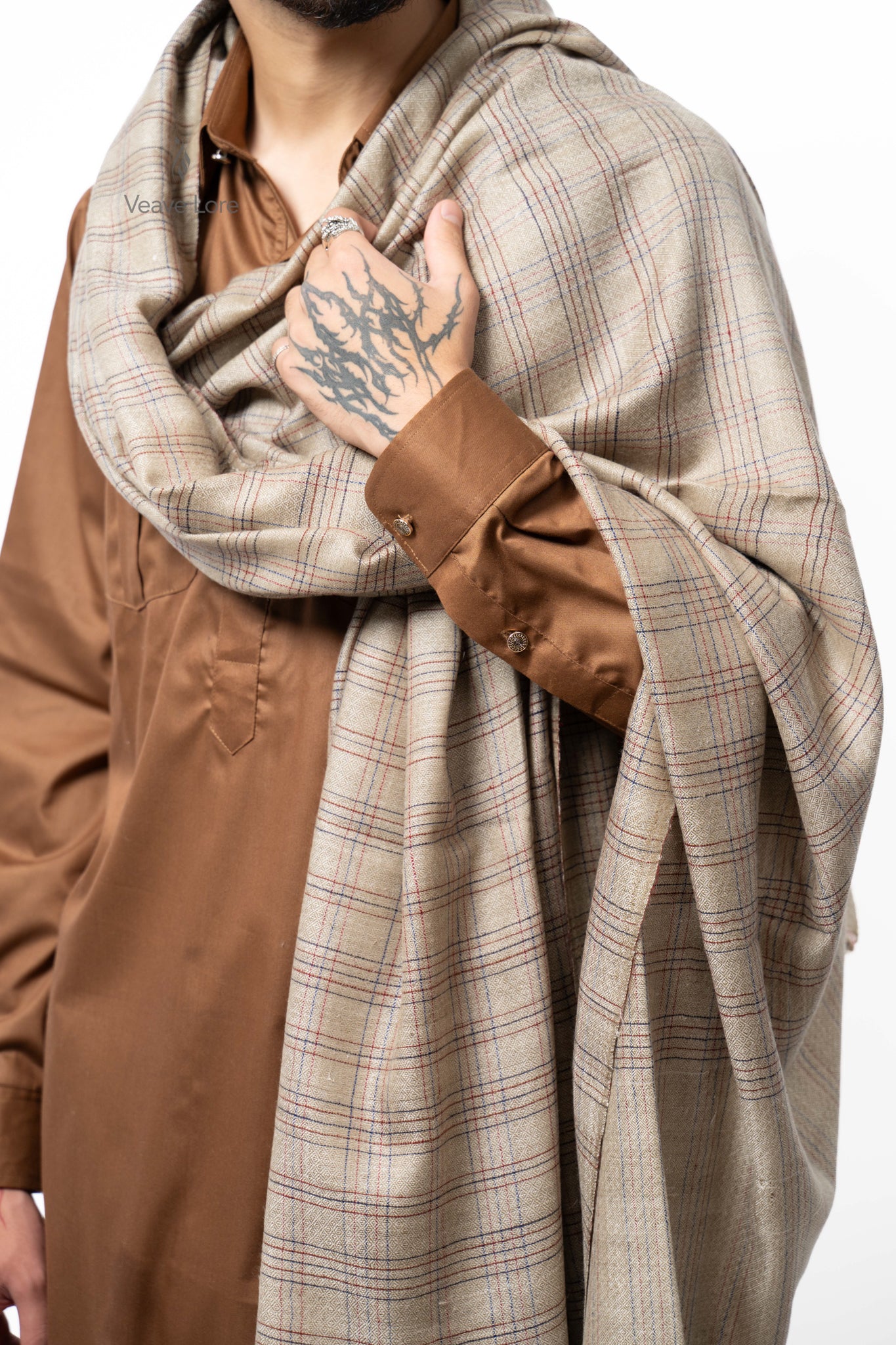 Tattersall Fawn Pashmina Shawl
