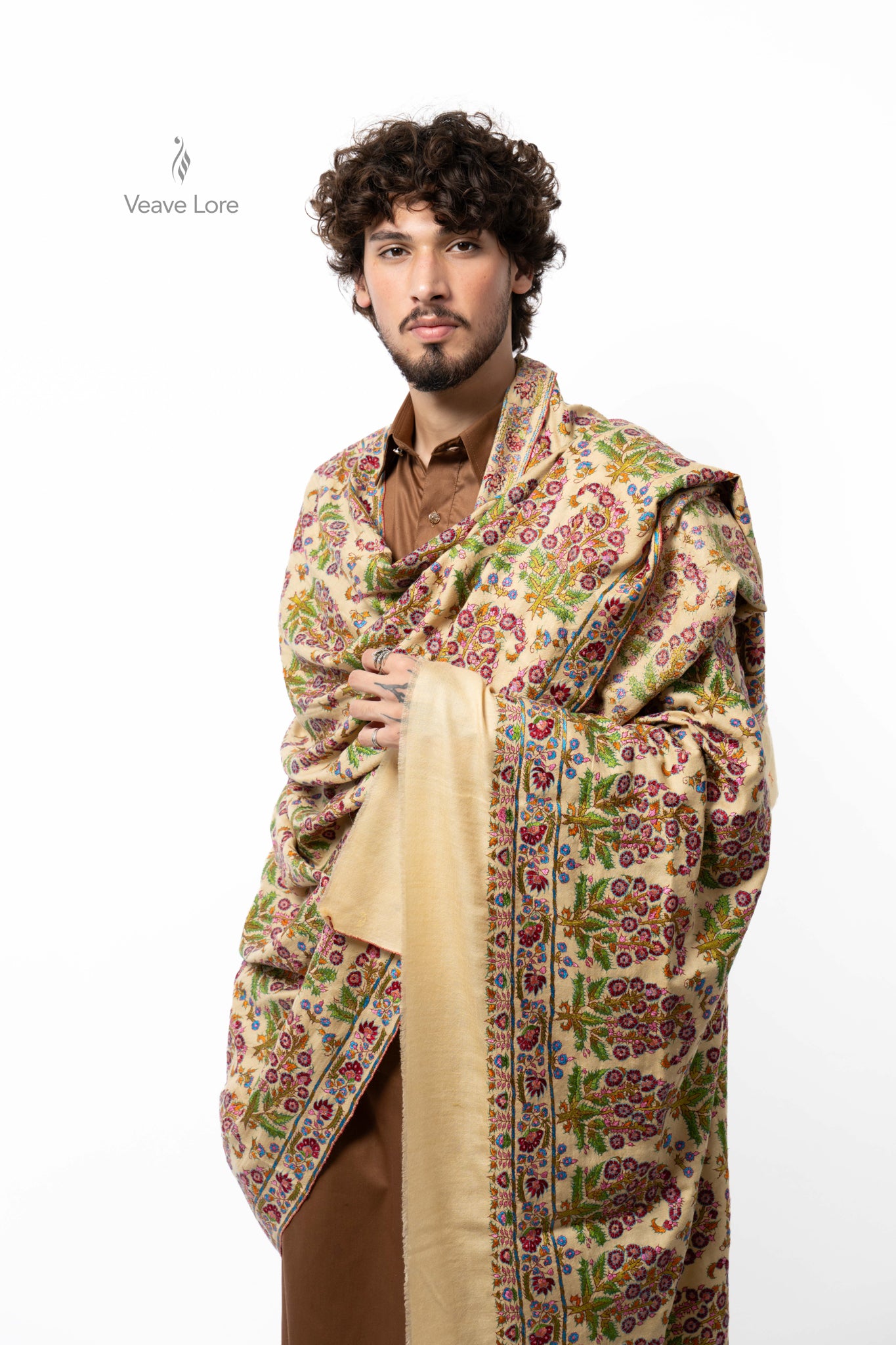 Saffron Trellis Pashmina Shawl
