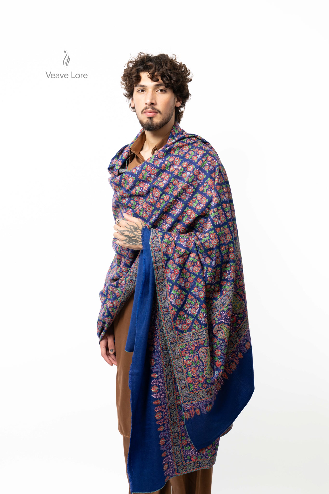 Sapphire Floret Pashmina Shawl