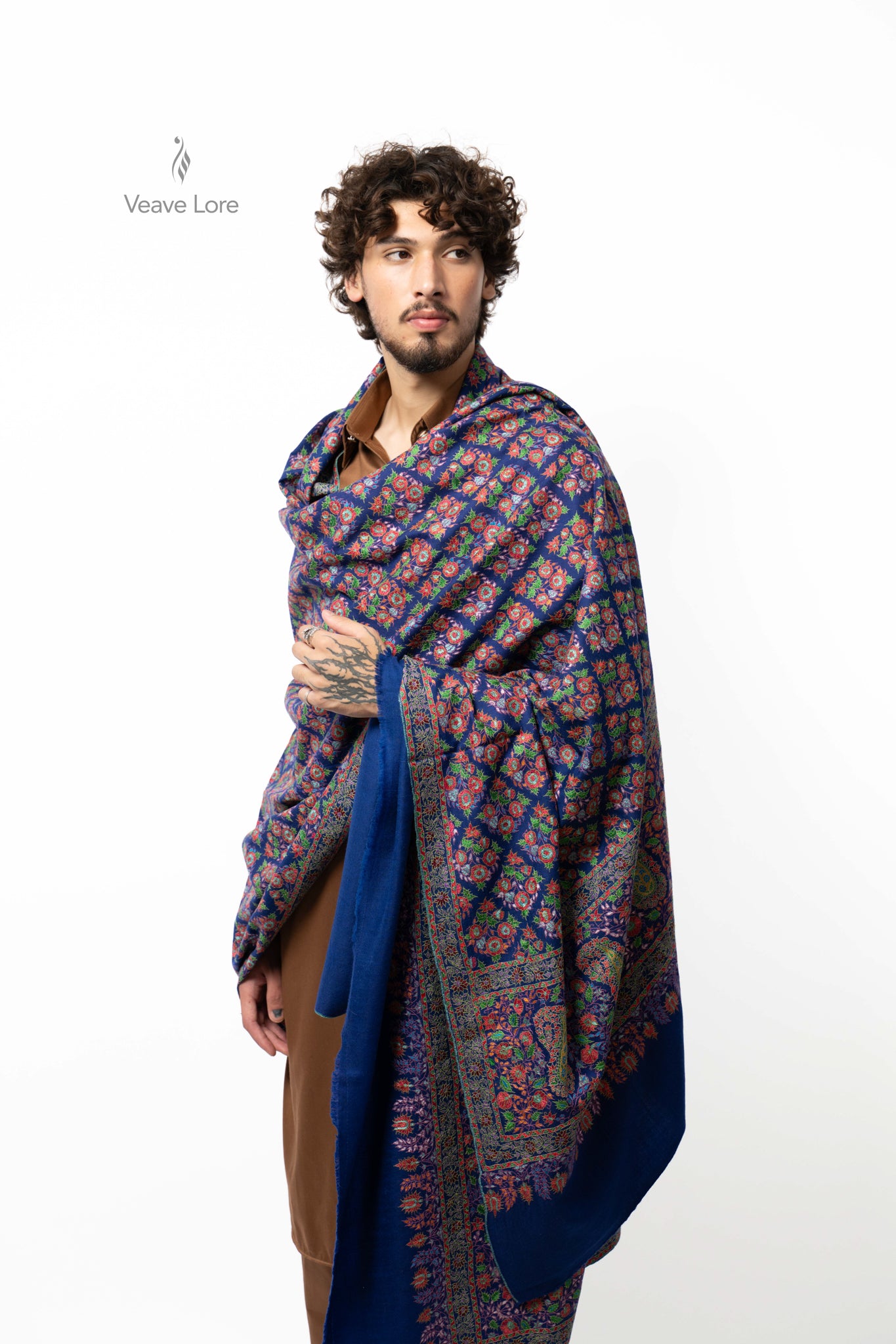 Sapphire Floret Pashmina Shawl