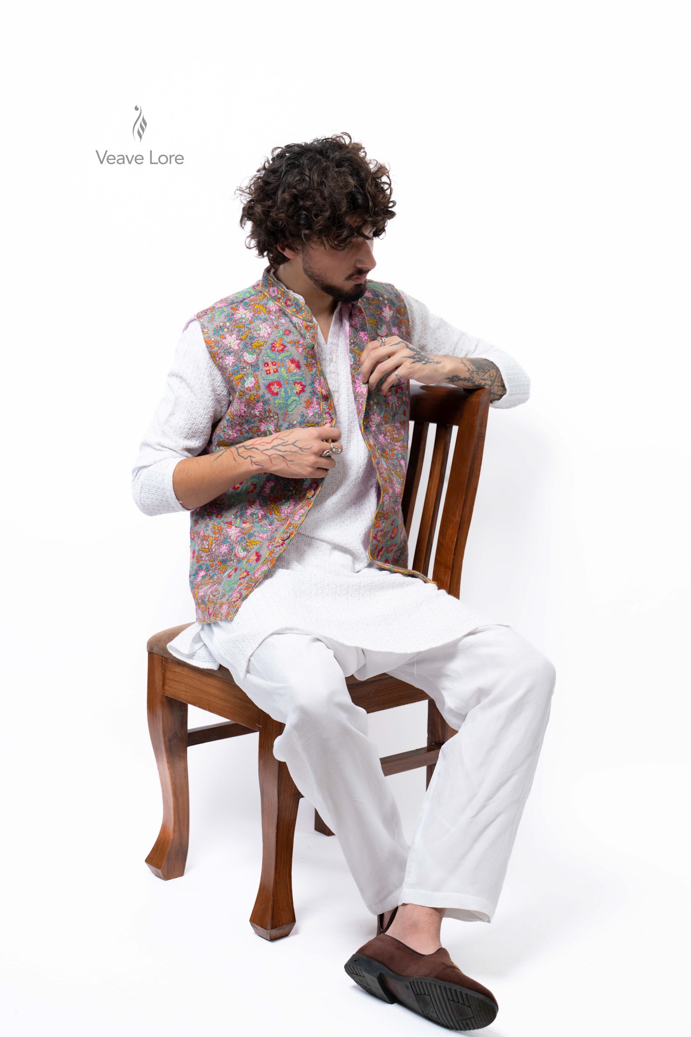 Pewter Rosewood Kalamkari Waistcoat