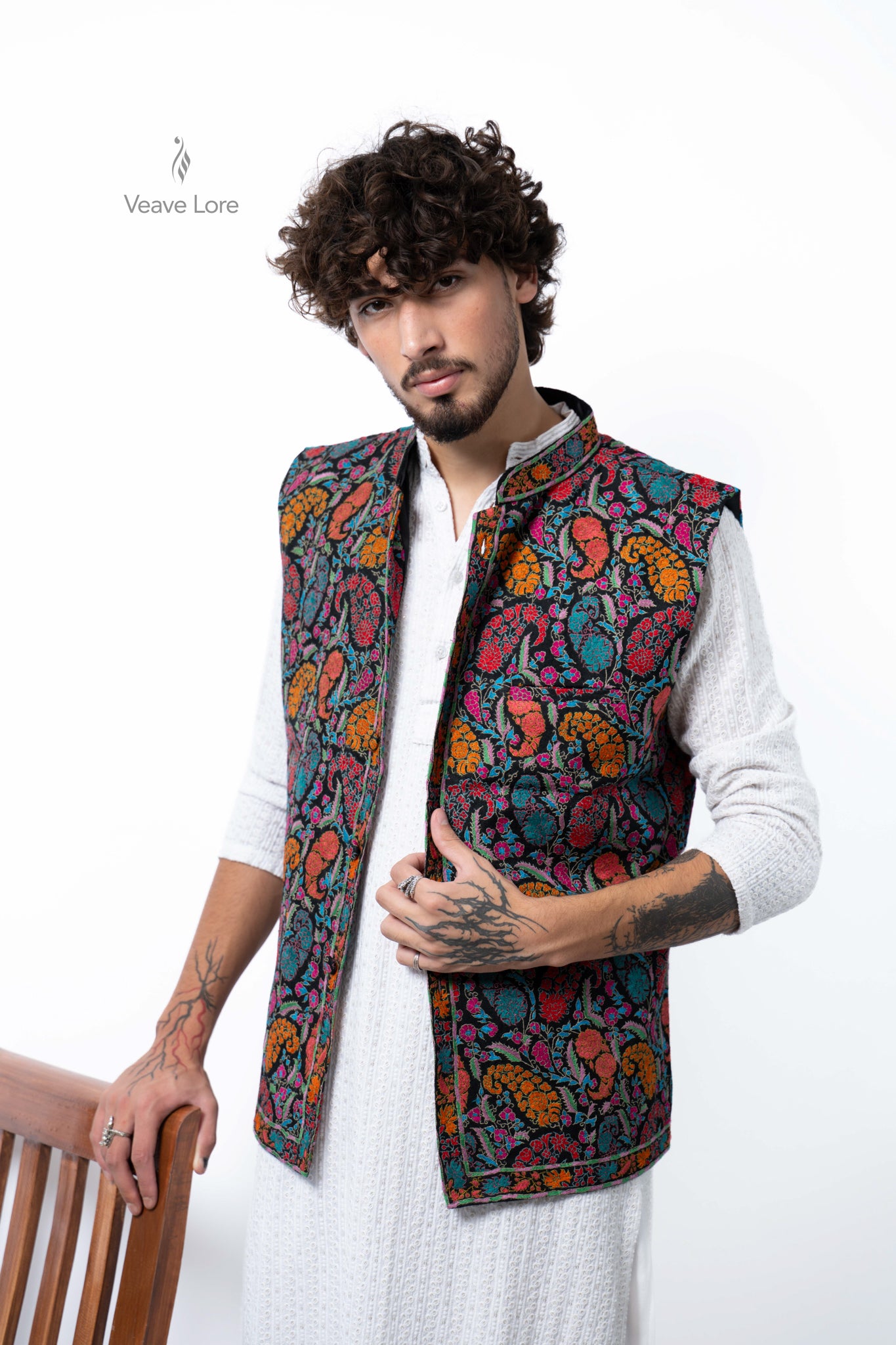 Obsidian Fiesta Kalamkari Waistcoat