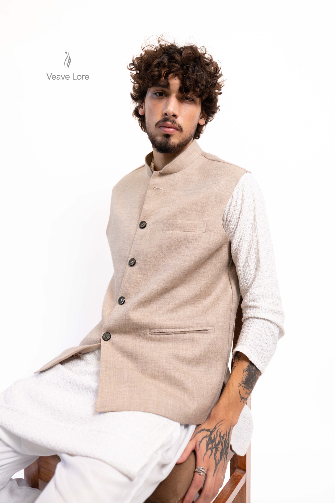 Almond Loom Pashmina Waistcoat