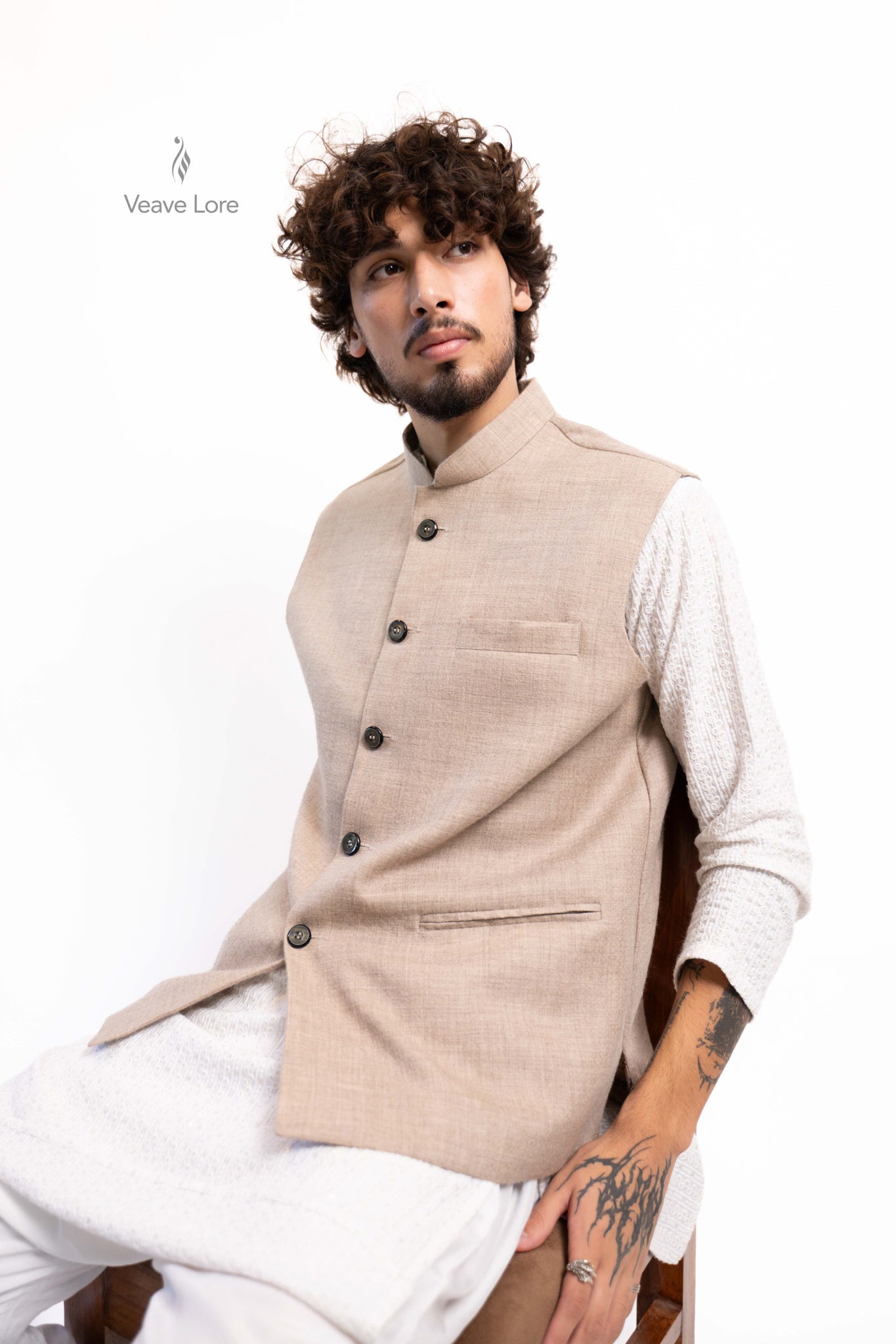 Almond Loom Pashmina Waistcoat