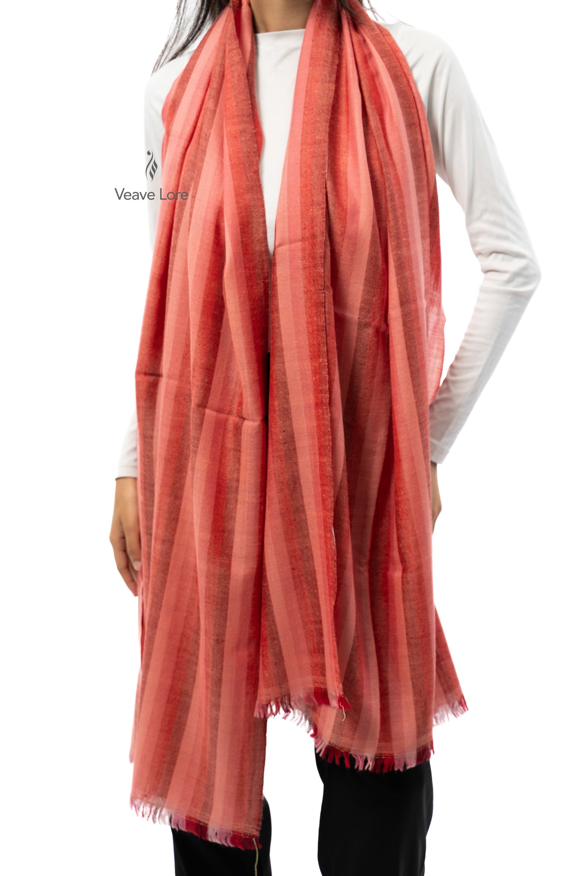 Coral Meridian Pashmina Stole