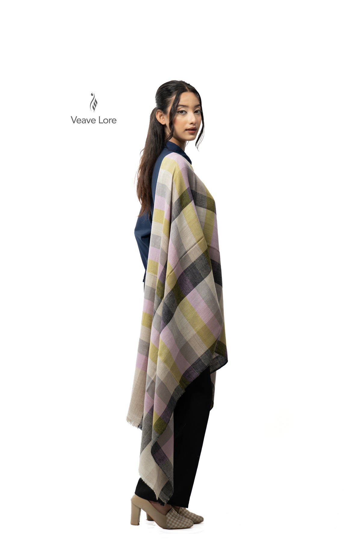 Lilac Gingham Pashmina Stole