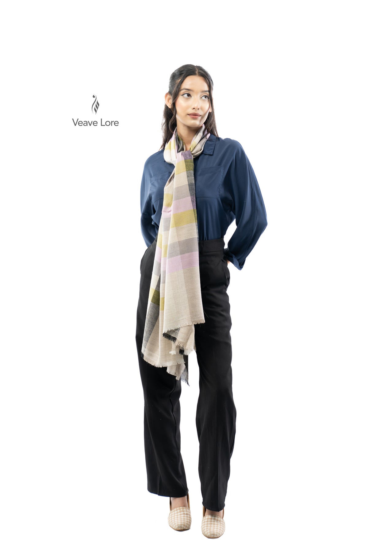 Lilac Gingham Pashmina Stole