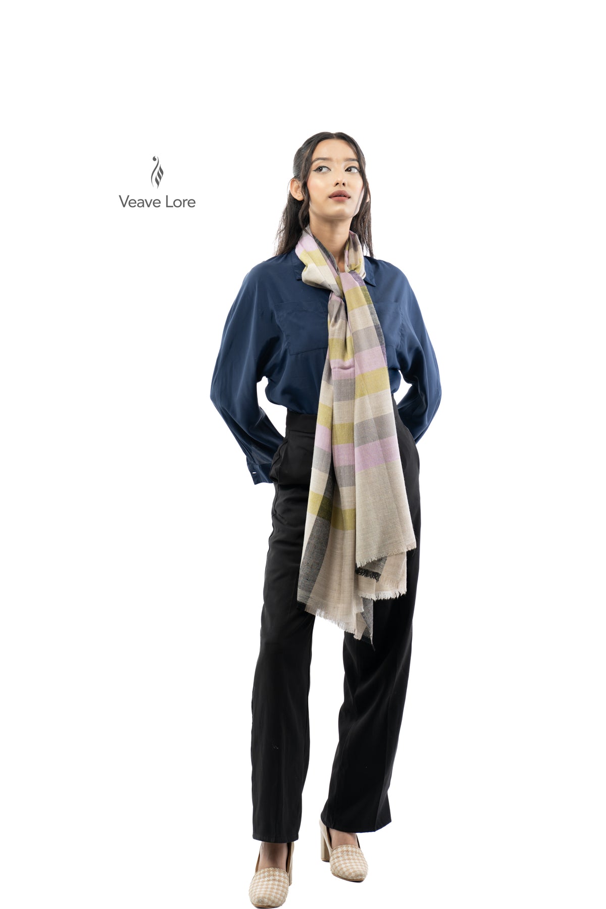 Lilac Gingham Pashmina Stole