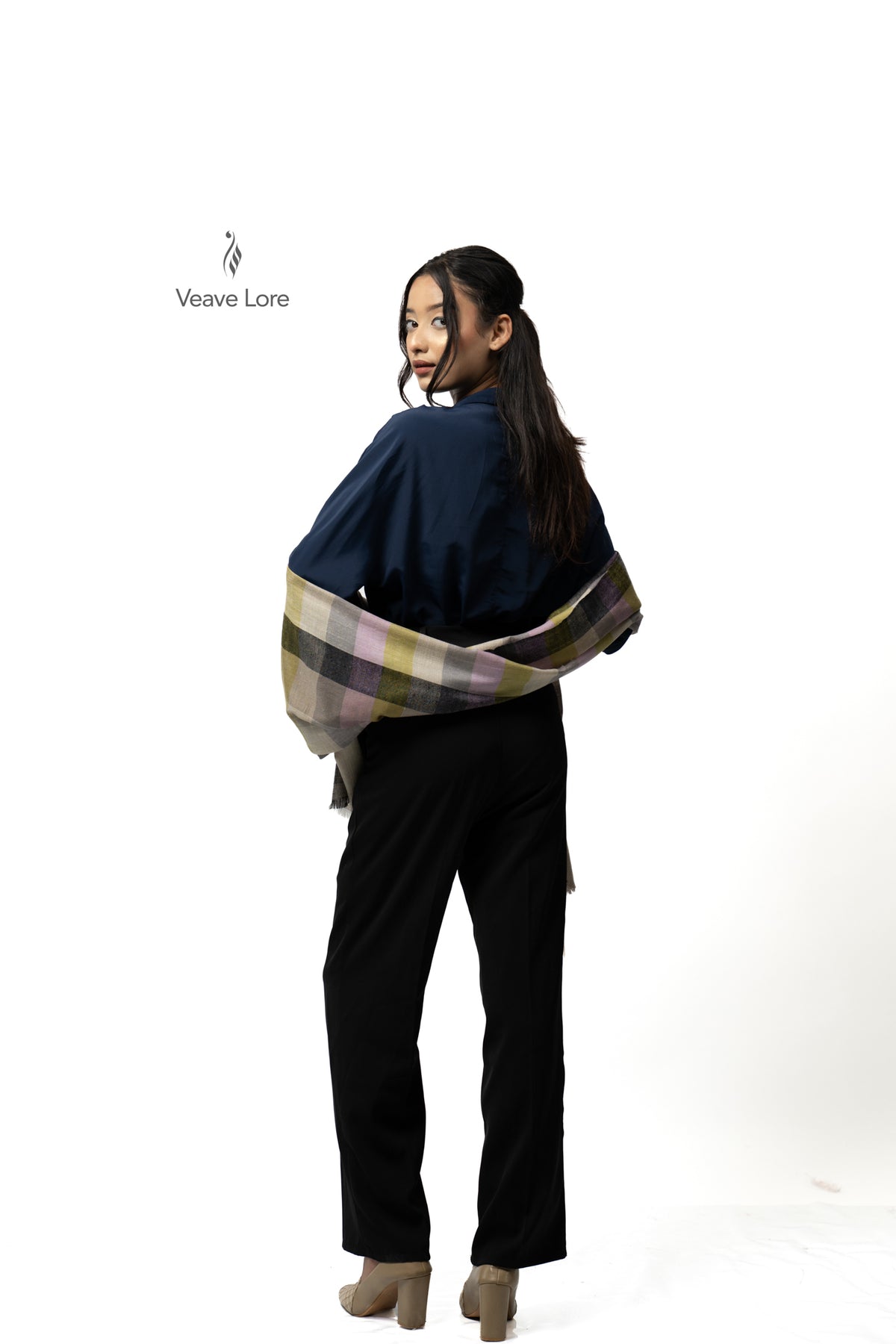 Lilac Gingham Pashmina Stole