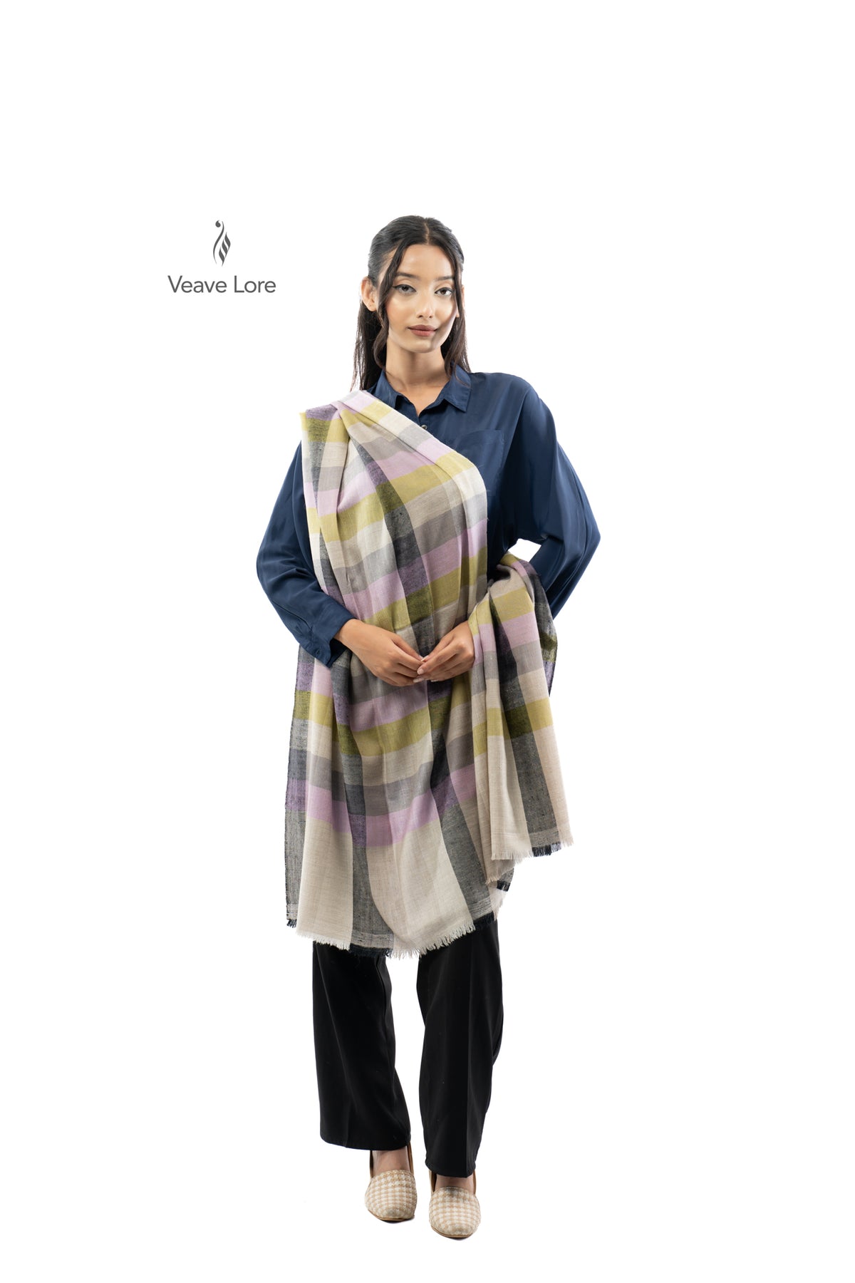 Lilac Gingham Pashmina Stole