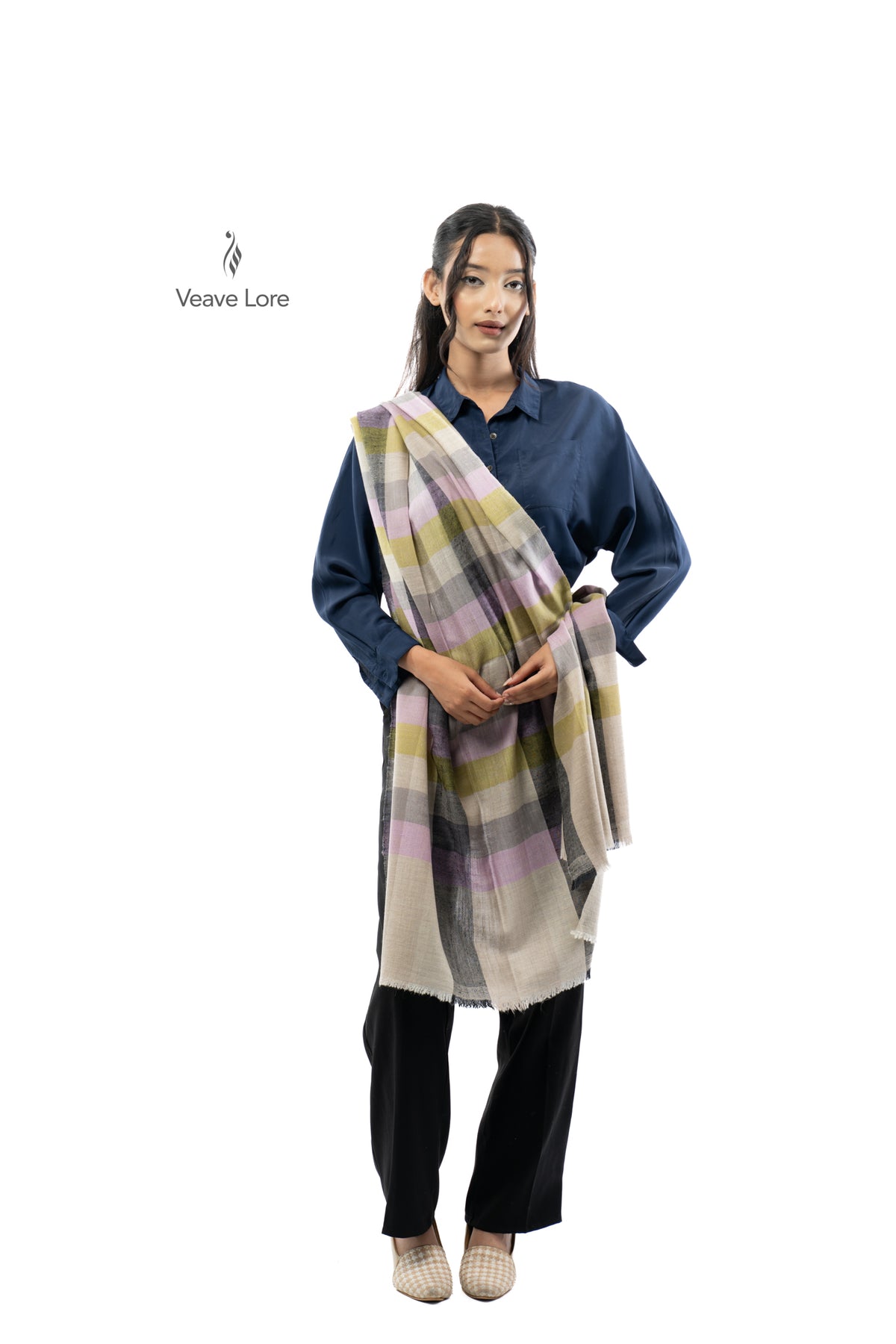 Lilac Gingham Pashmina Stole