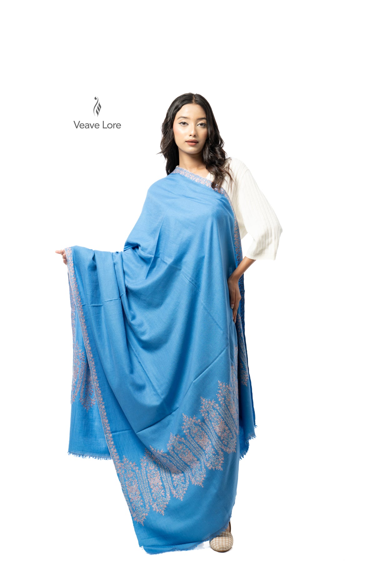 Azure Garland Pashmina Shawl