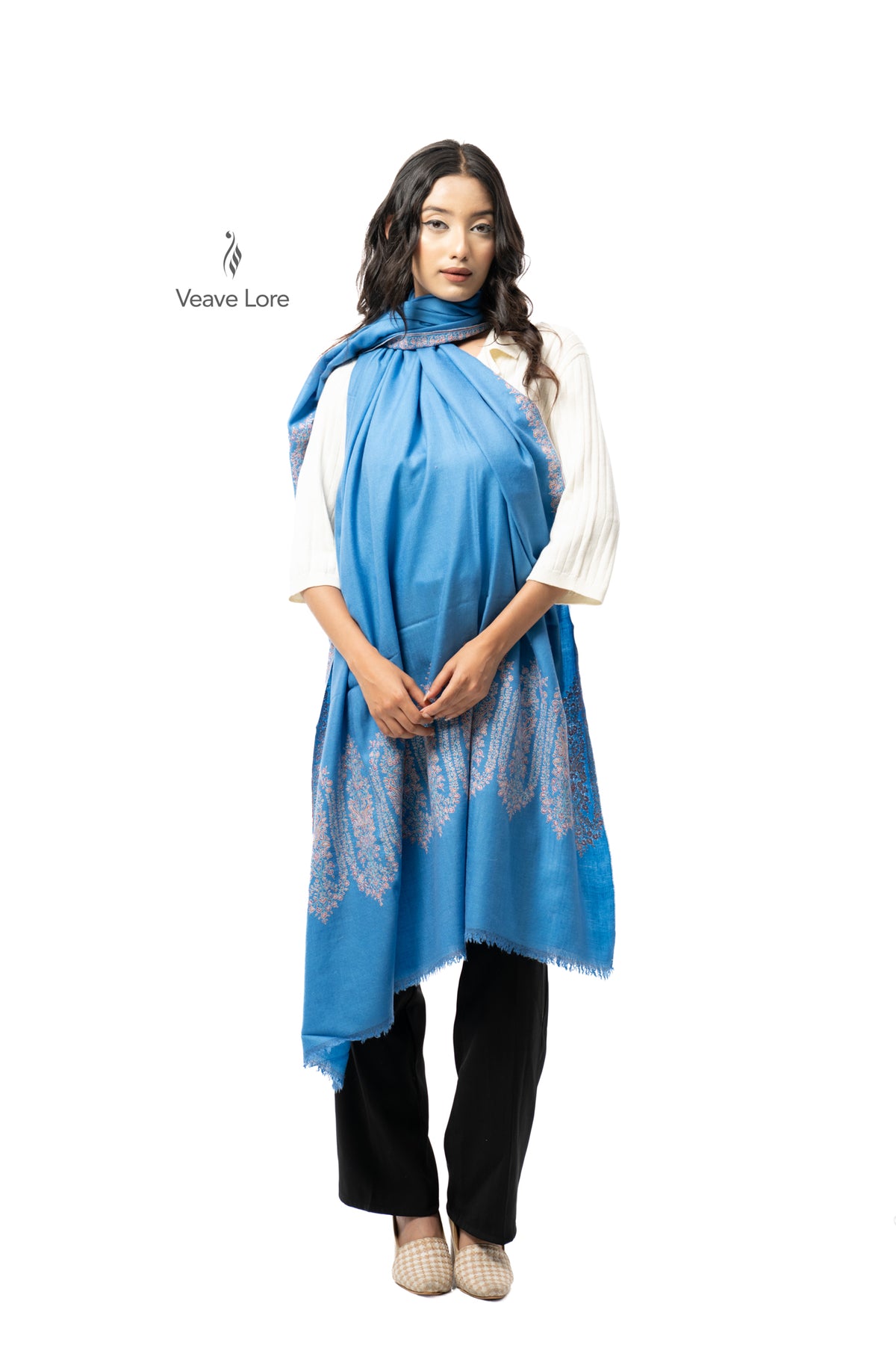 Azure Garland Pashmina Shawl