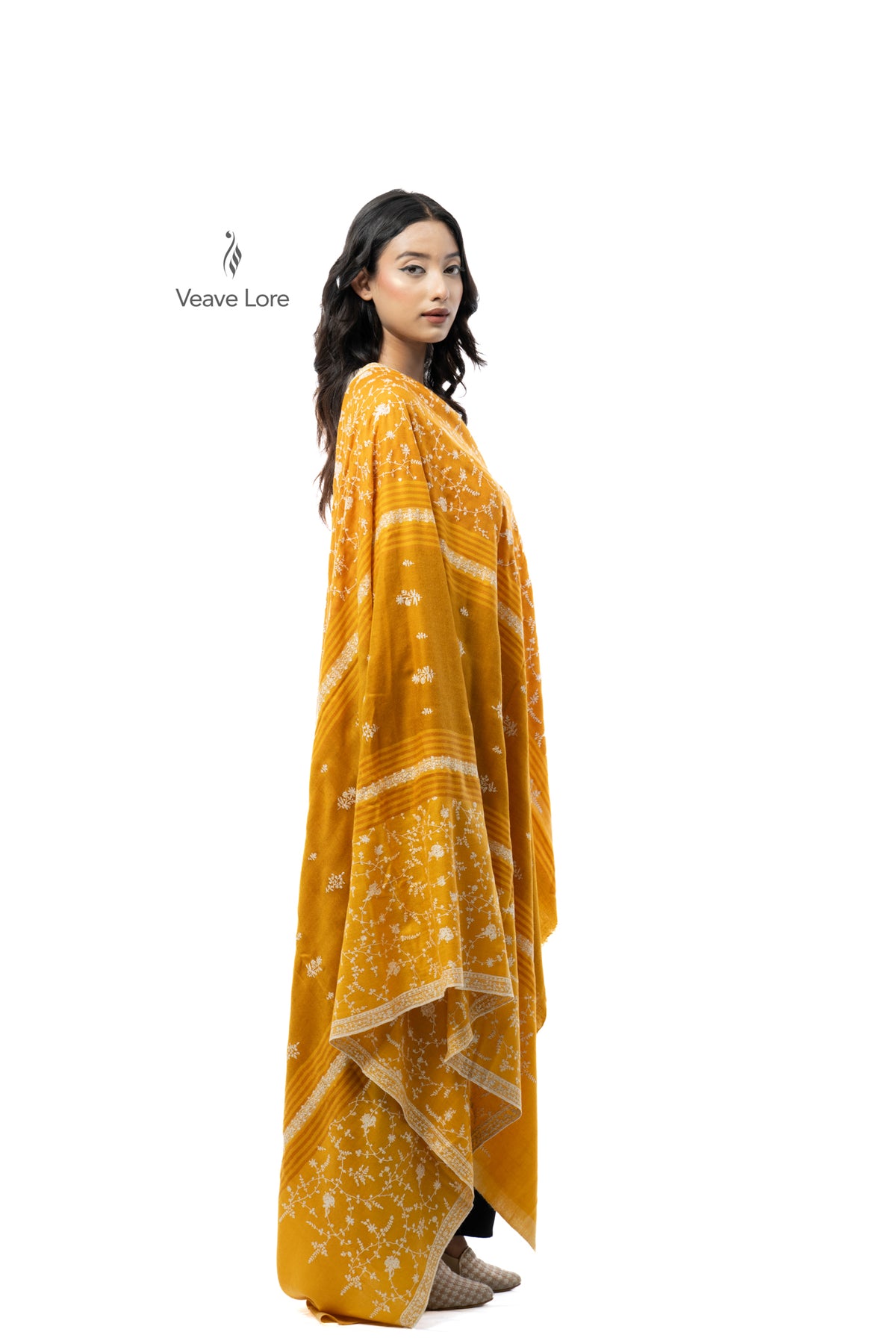 Turmeric Tendril Pashmina Shawl