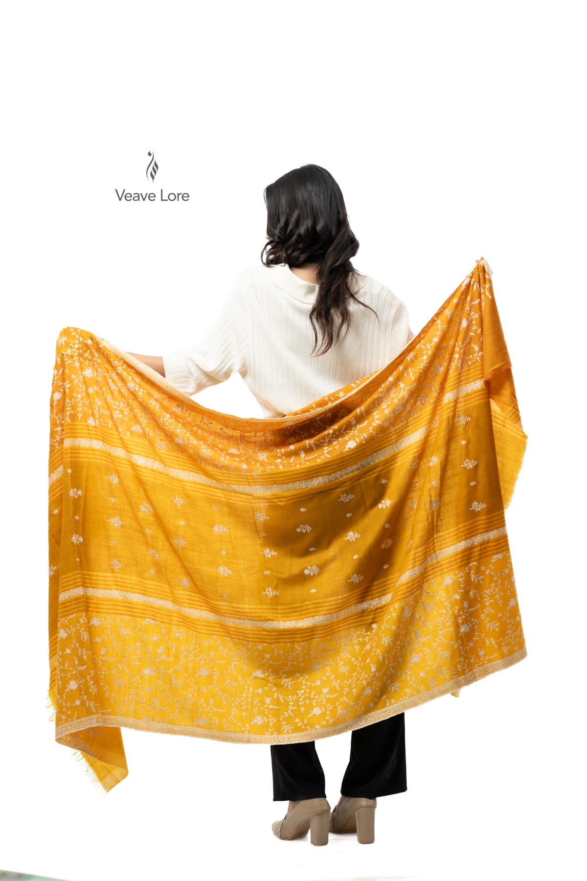 Turmeric Tendril Pashmina Shawl