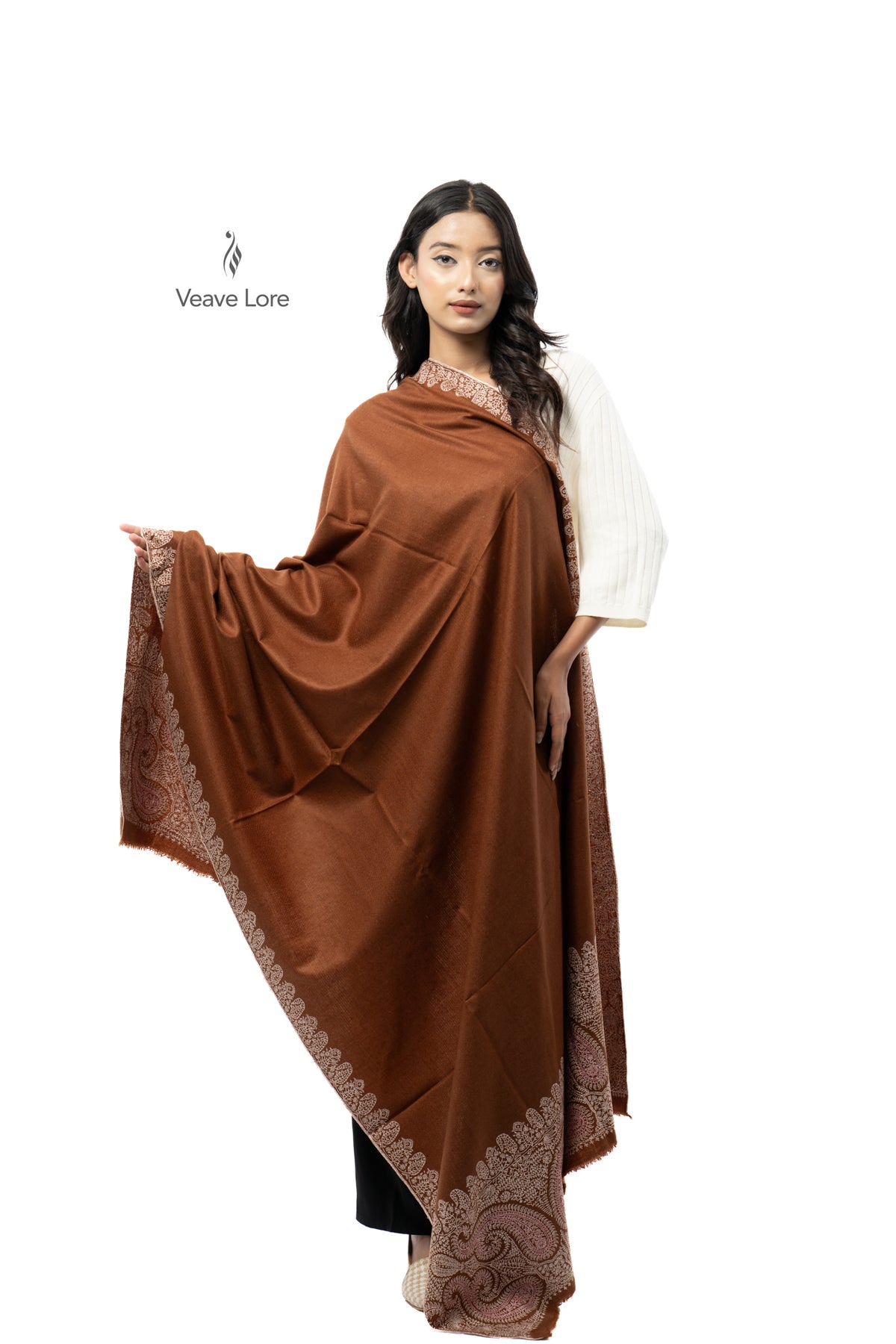 Chestnut Frieze Pashmina Shawl