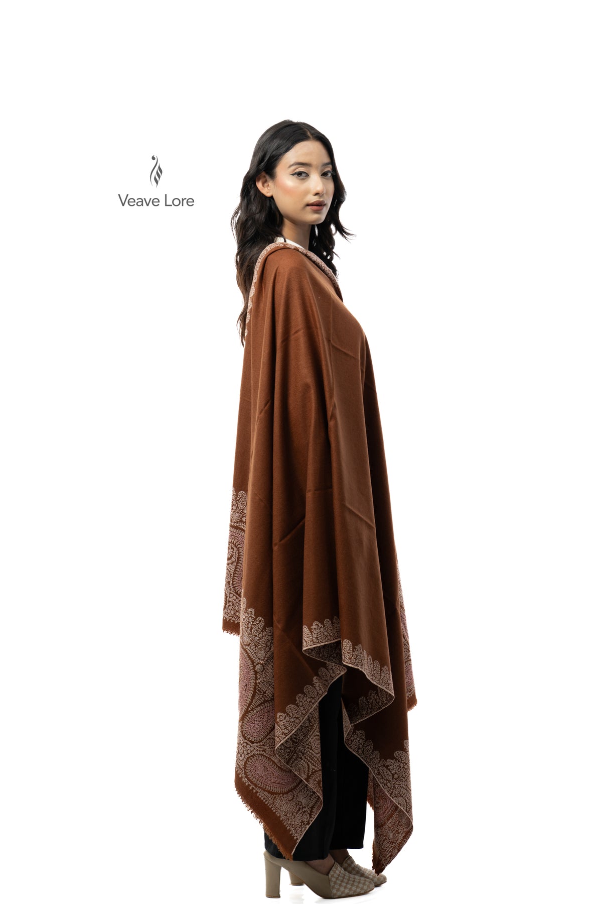 Chestnut Frieze Pashmina Shawl