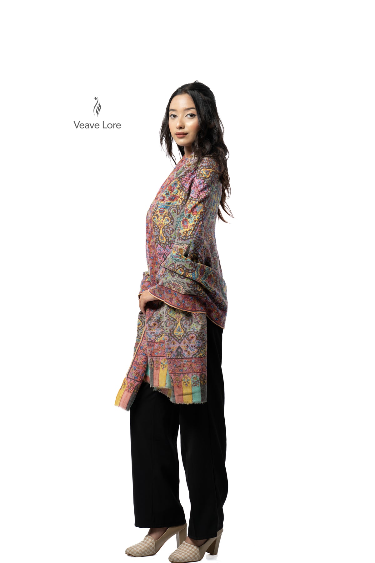 Umber Mural Pashmina Shawl