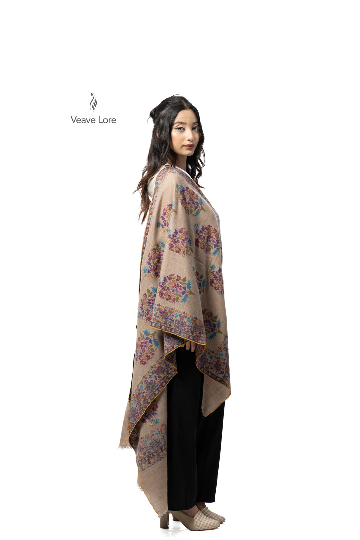 Taupe Bower Pashmina Stole