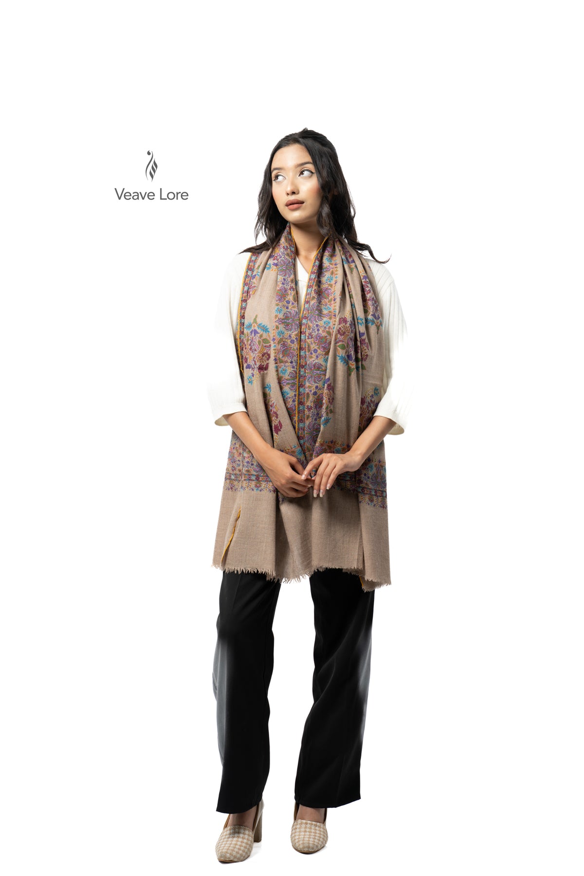 Taupe Bower Pashmina Stole
