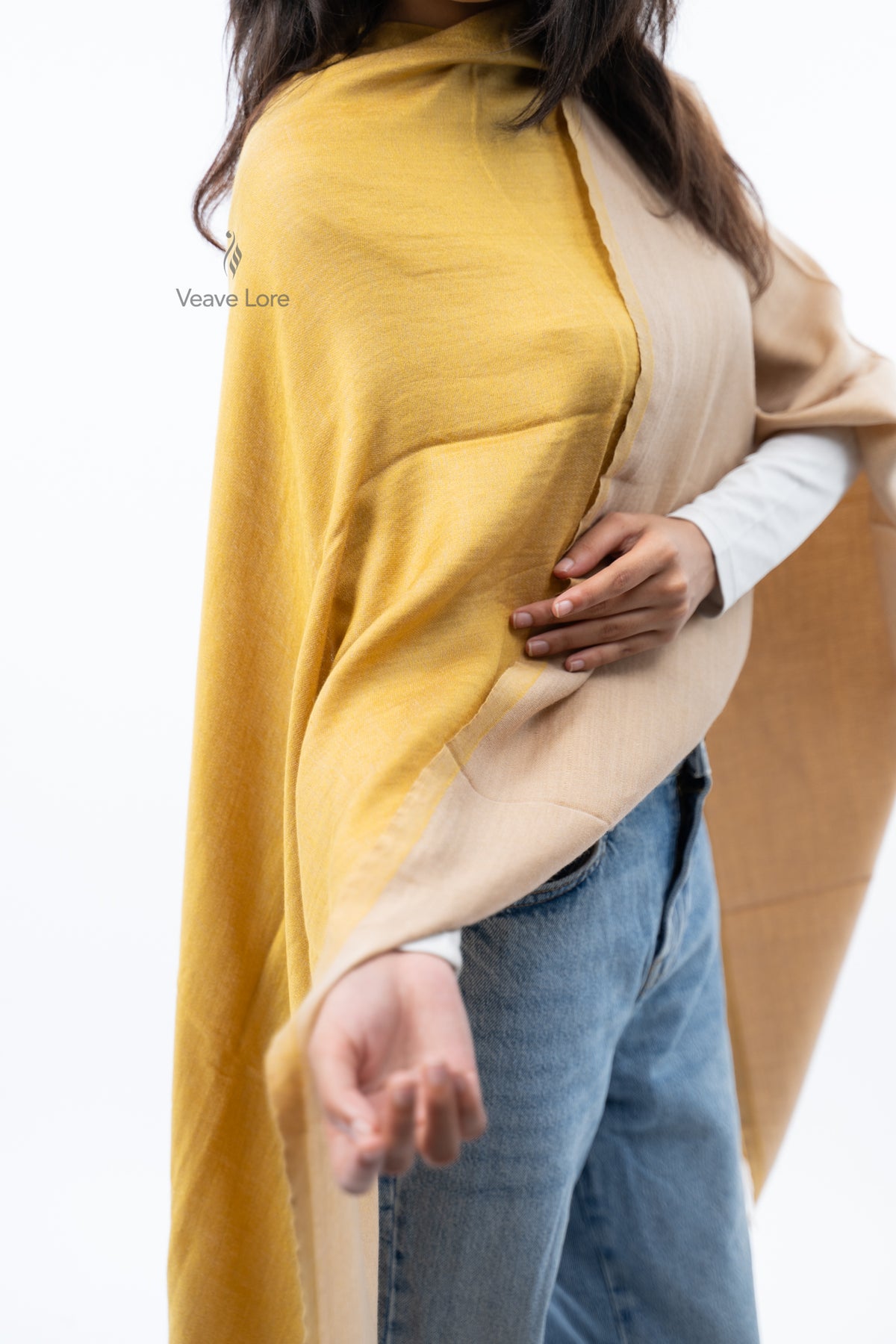 Women Navy & Grey Two-Face Reversible Fine Wool Stole