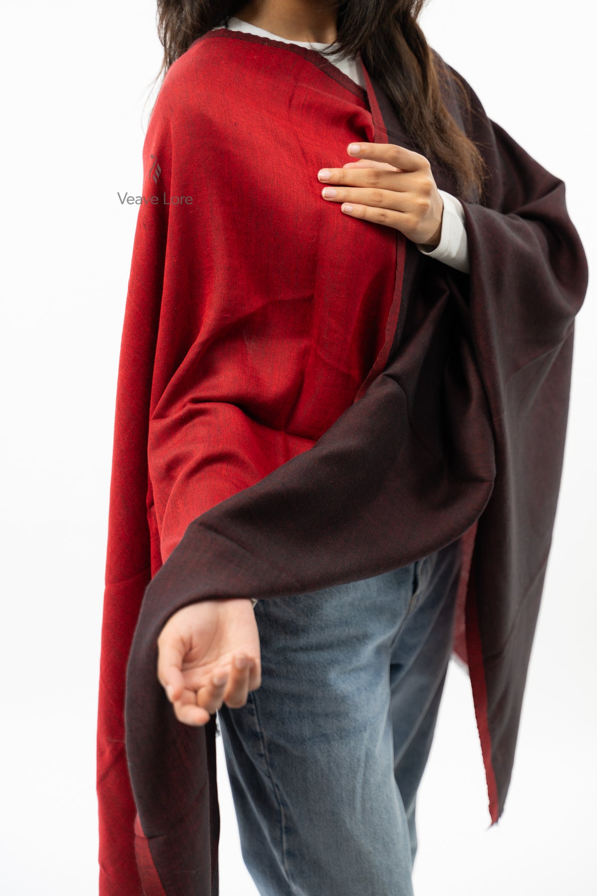 Women Navy & Grey Two-Face Reversible Fine Wool Stole