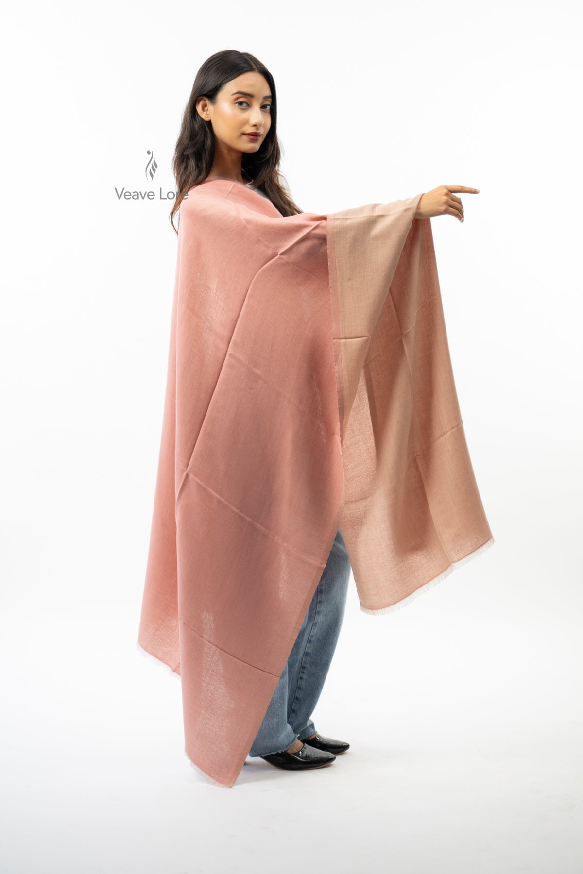 Women Navy & Grey Two-Face Reversible Fine Wool Stole