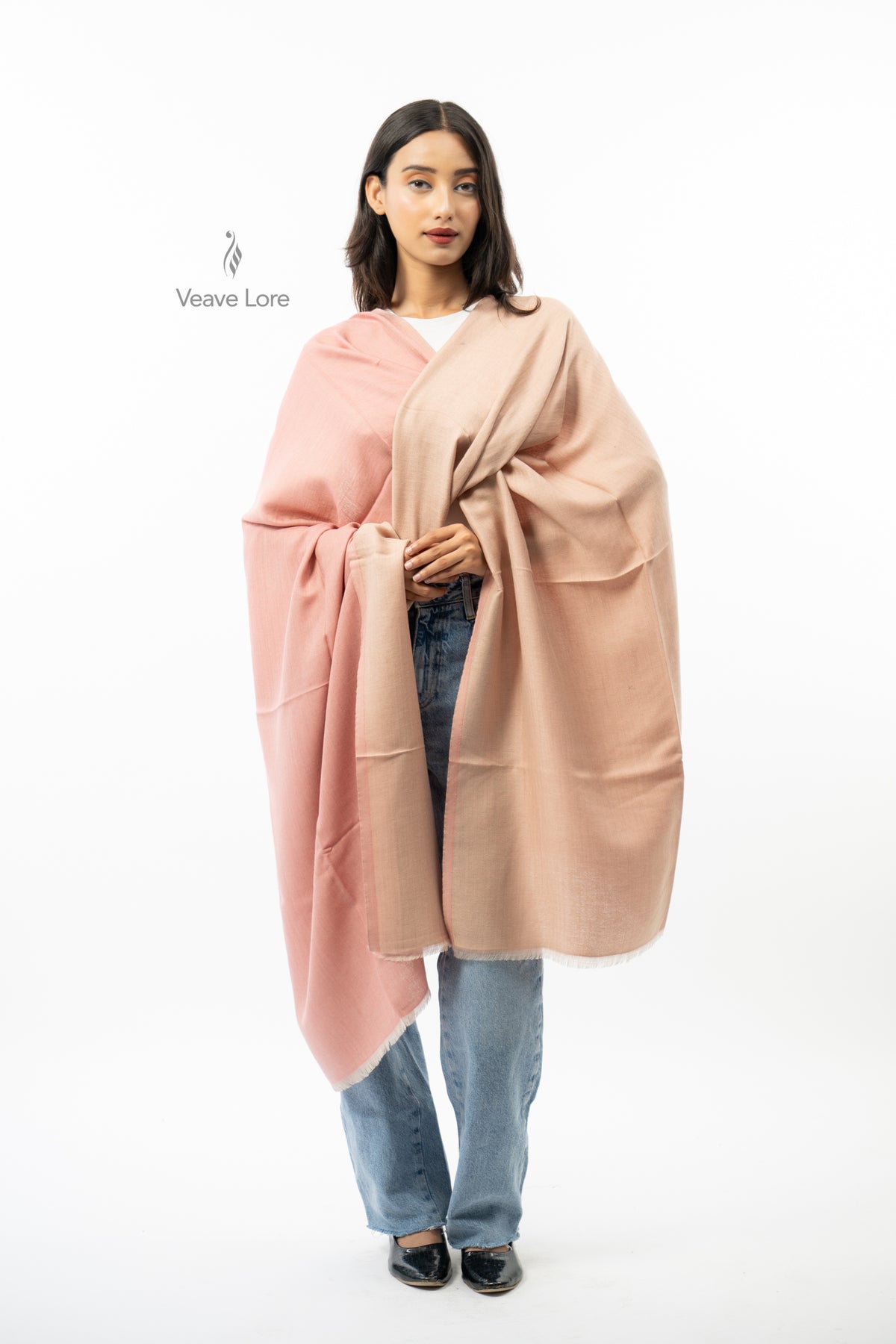 Women Navy & Grey Two-Face Reversible Fine Wool Stole