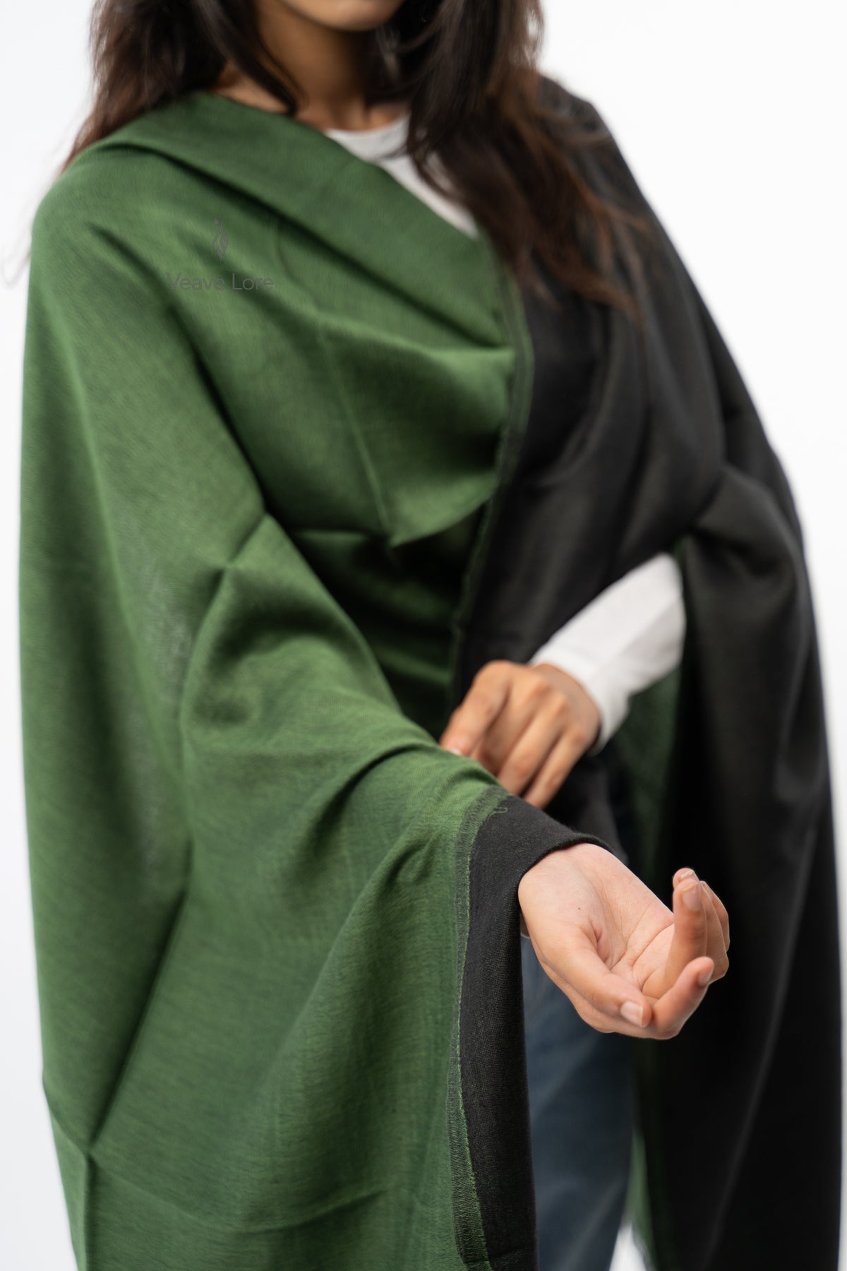 Women Navy & Grey Two-Face Reversible Fine Wool Stole