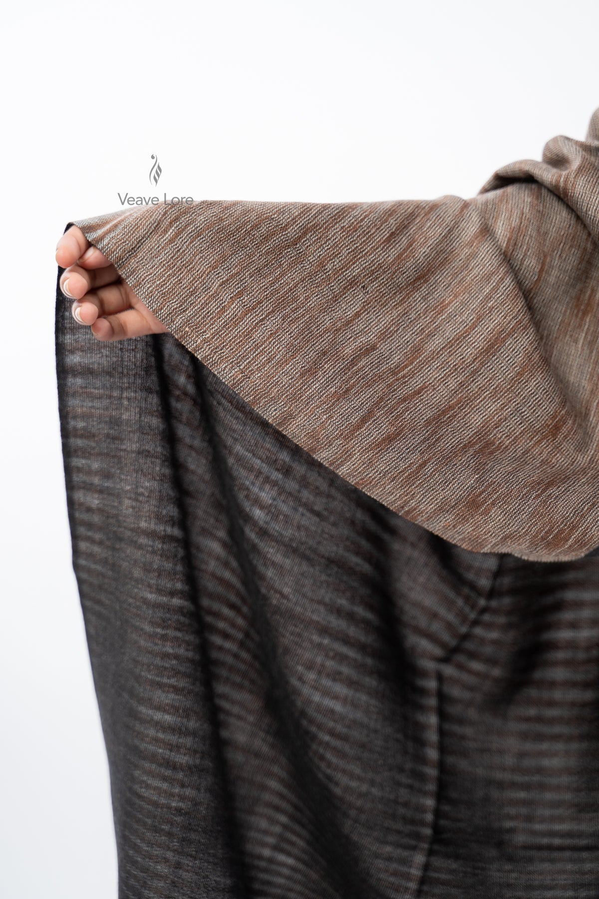 Women Brown Two-Way Fine Wool Stole with Stripe Pattern