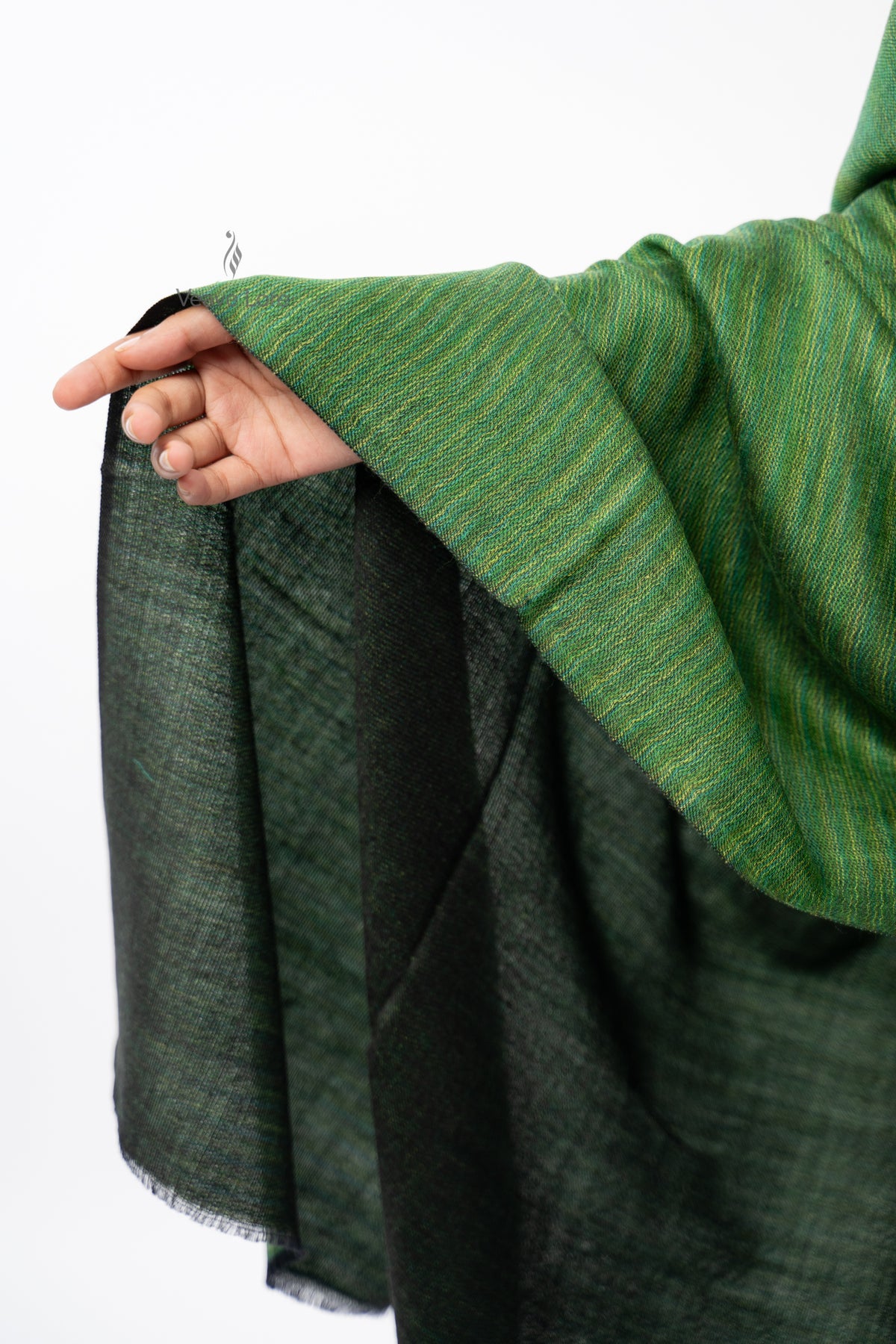 Women Brown Two-Way Fine Wool Stole with Stripe Pattern