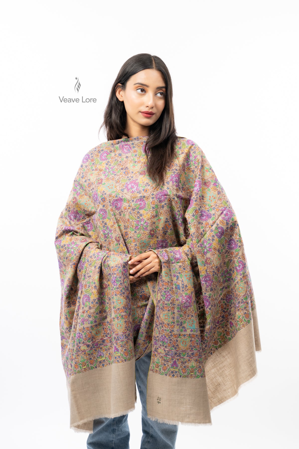 Ecru Dahlia Pashmina Shawl