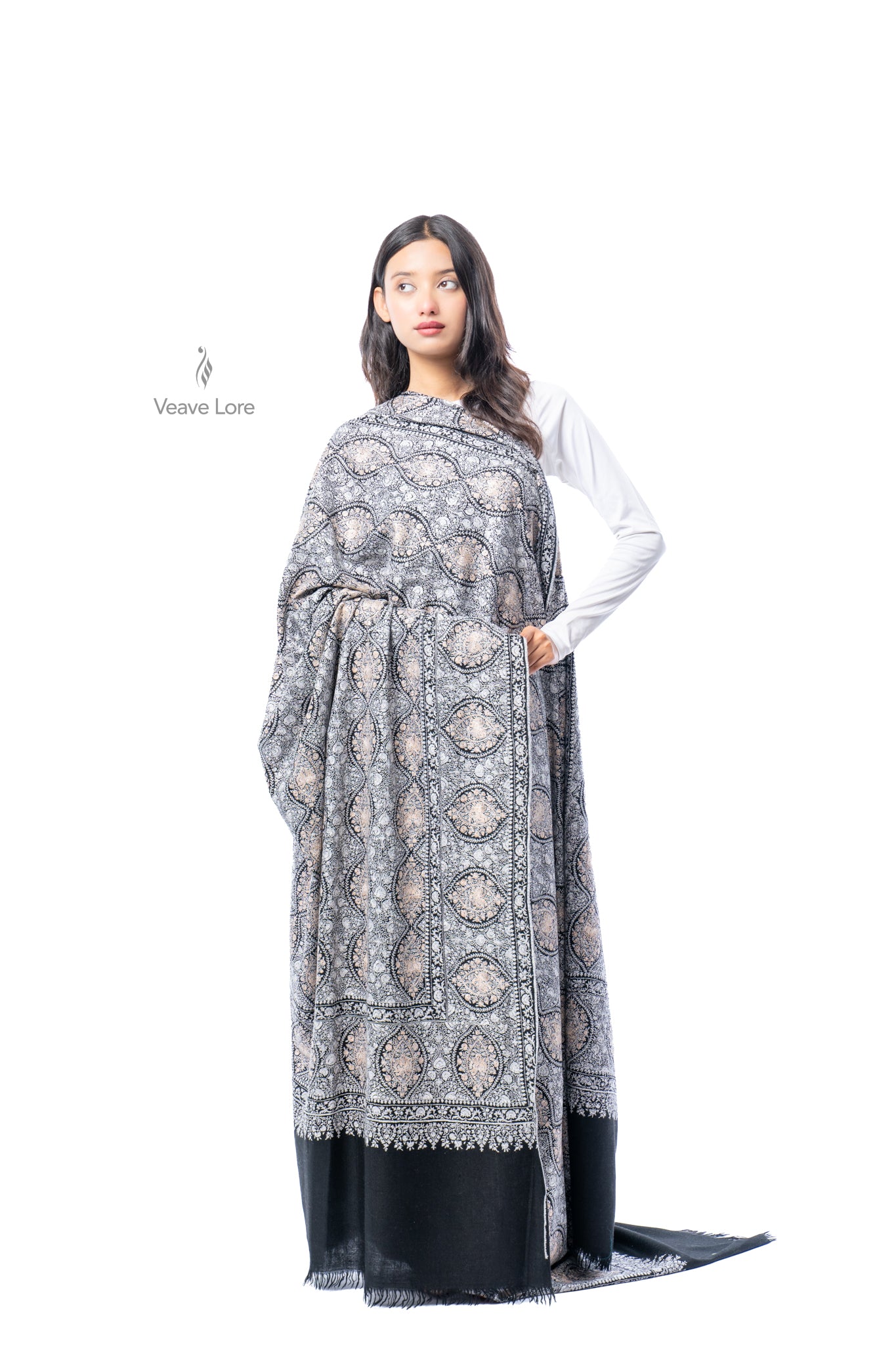 Nuqra Filigree Oversized Pashmina Shawl