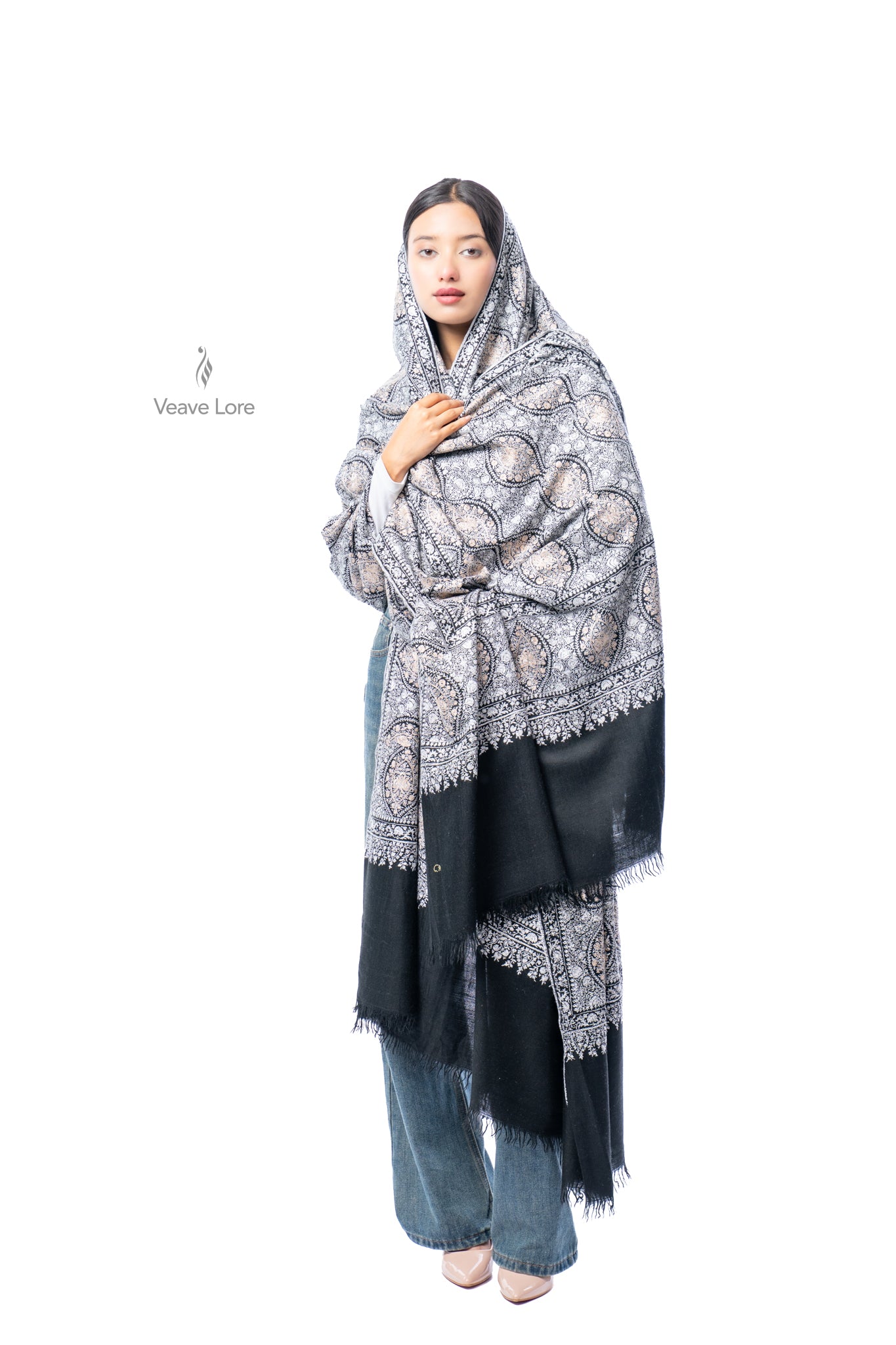 Nuqra Filigree Oversized Pashmina Shawl