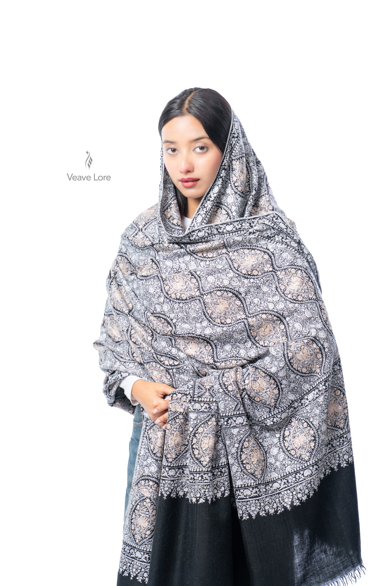Nuqra Filigree Oversized Pashmina Shawl
