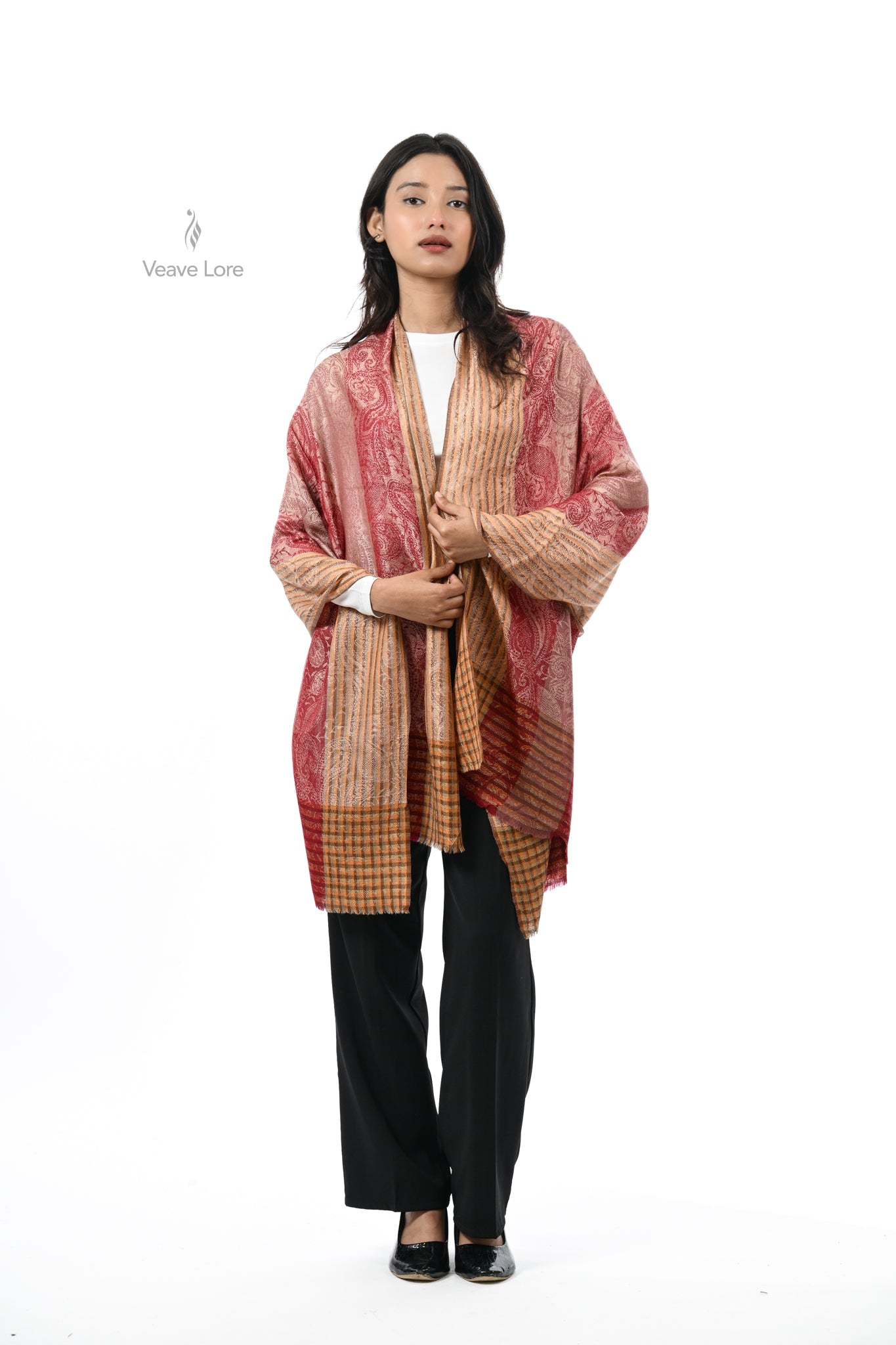 Jacquard Woven Fine Wool Stole