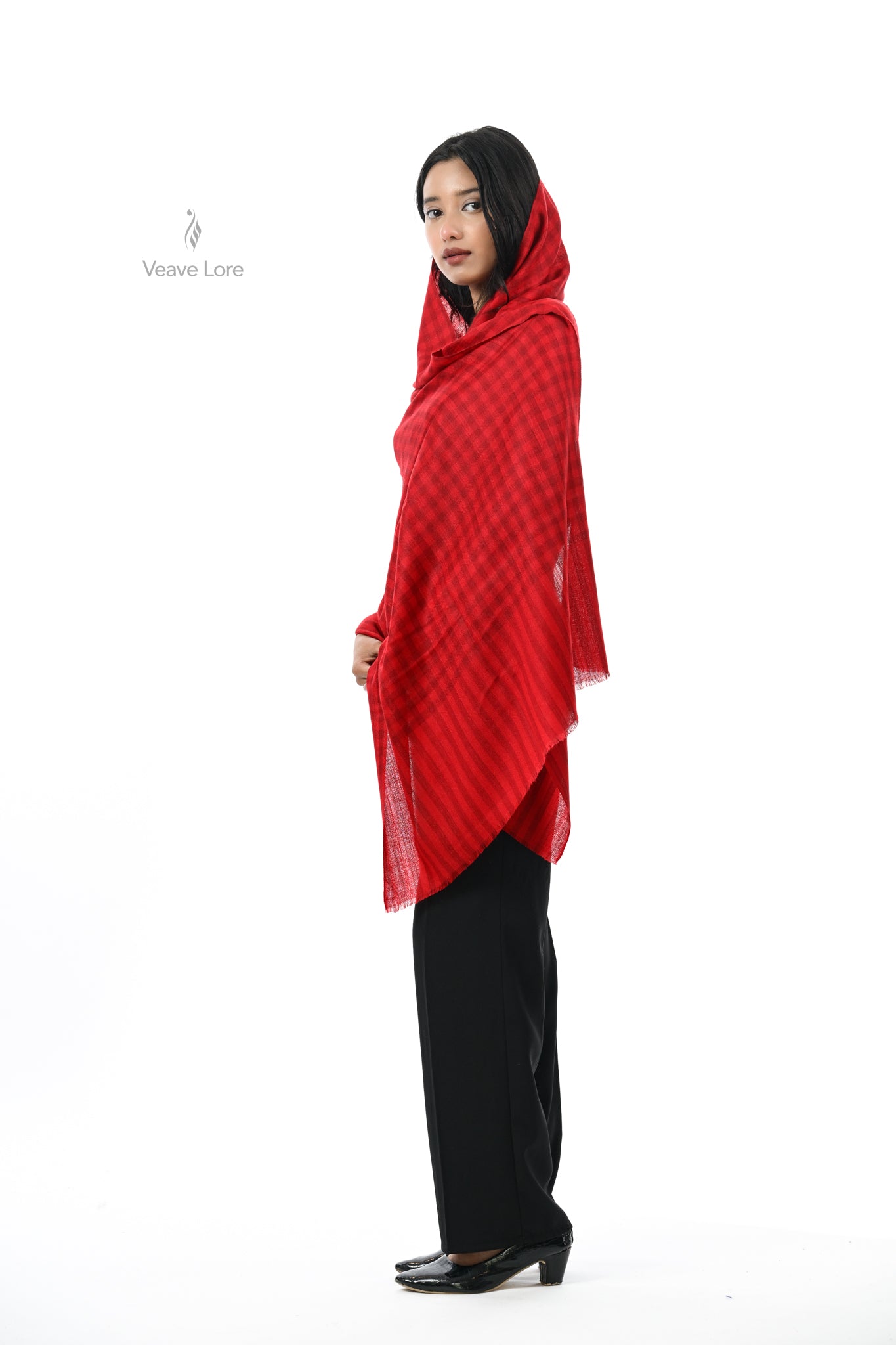 Damask Rose Check & Stripe Stole