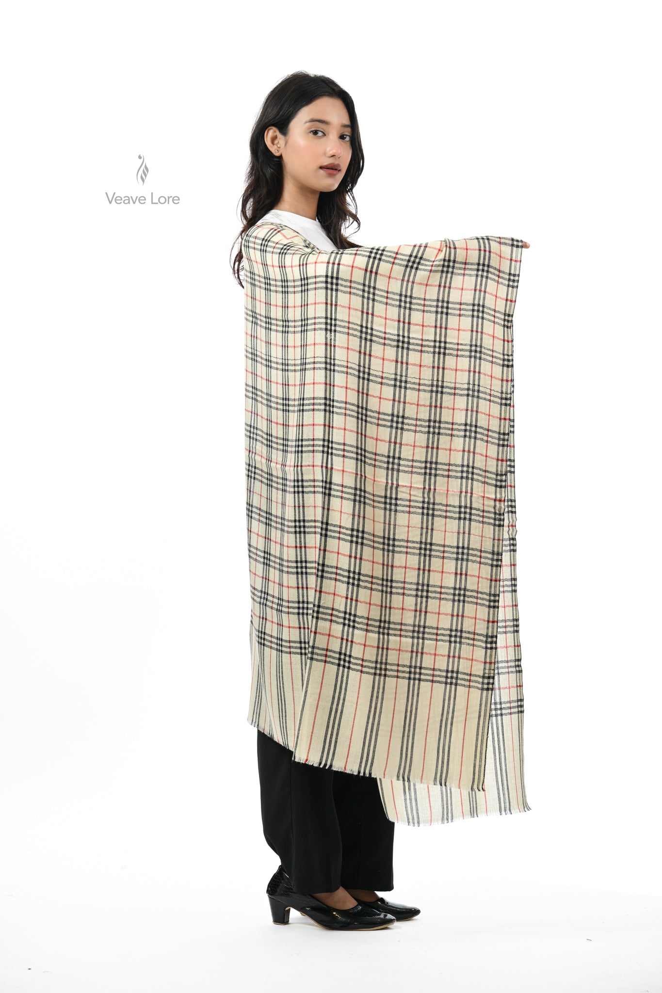 Khat-o-Naqsh Check & Stripe Stole